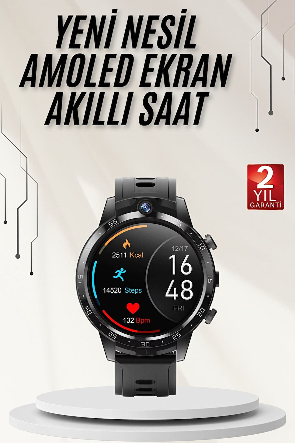 Akıllı Saat 3 Kordon Akıllı Saat Android Ve İos Uyumlu Uzun Ömürlü Titreşimli