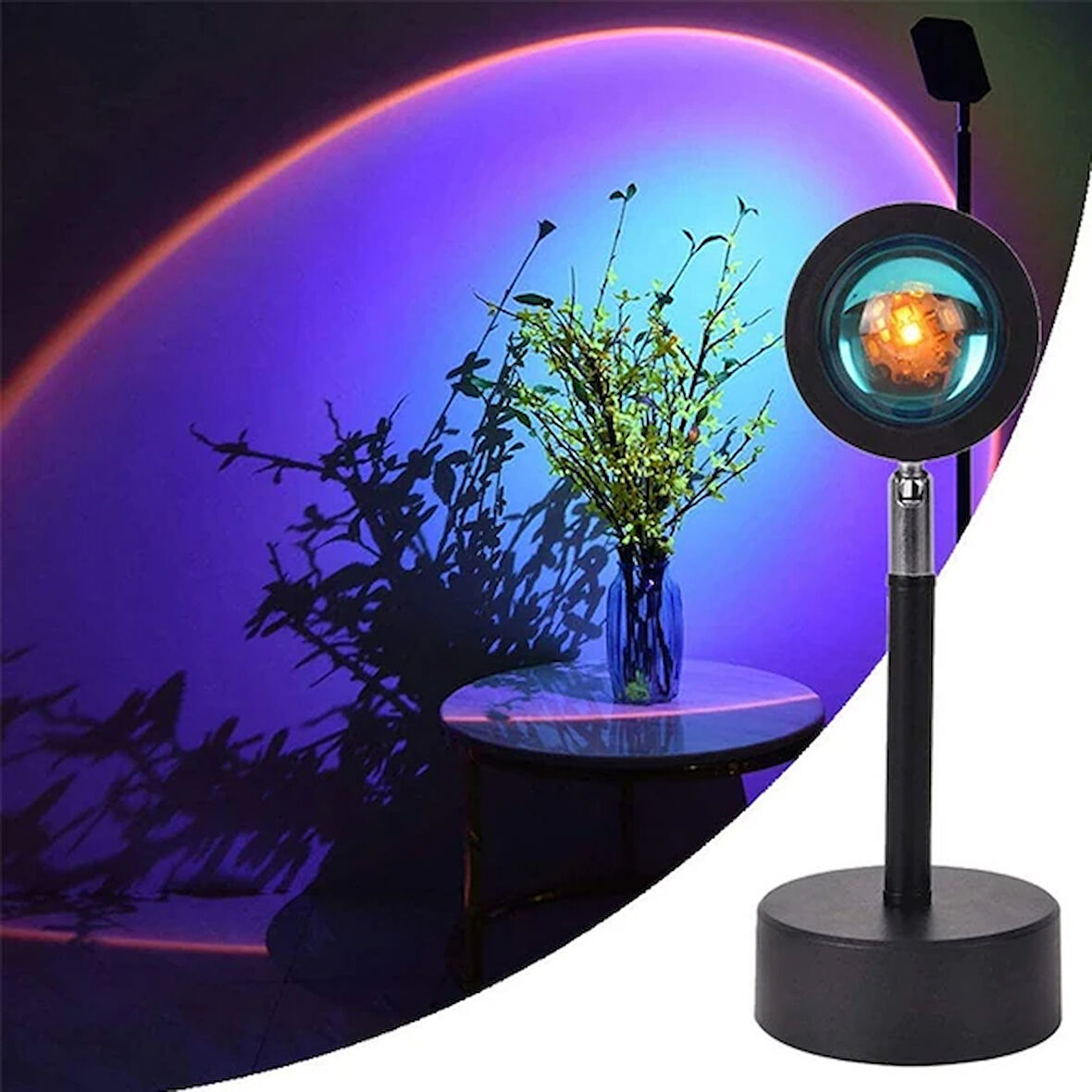 Ally Günbatımı Projektör 180 Derece Dönen Usb Gece Lambası Günbatımı Projektör-(5775)