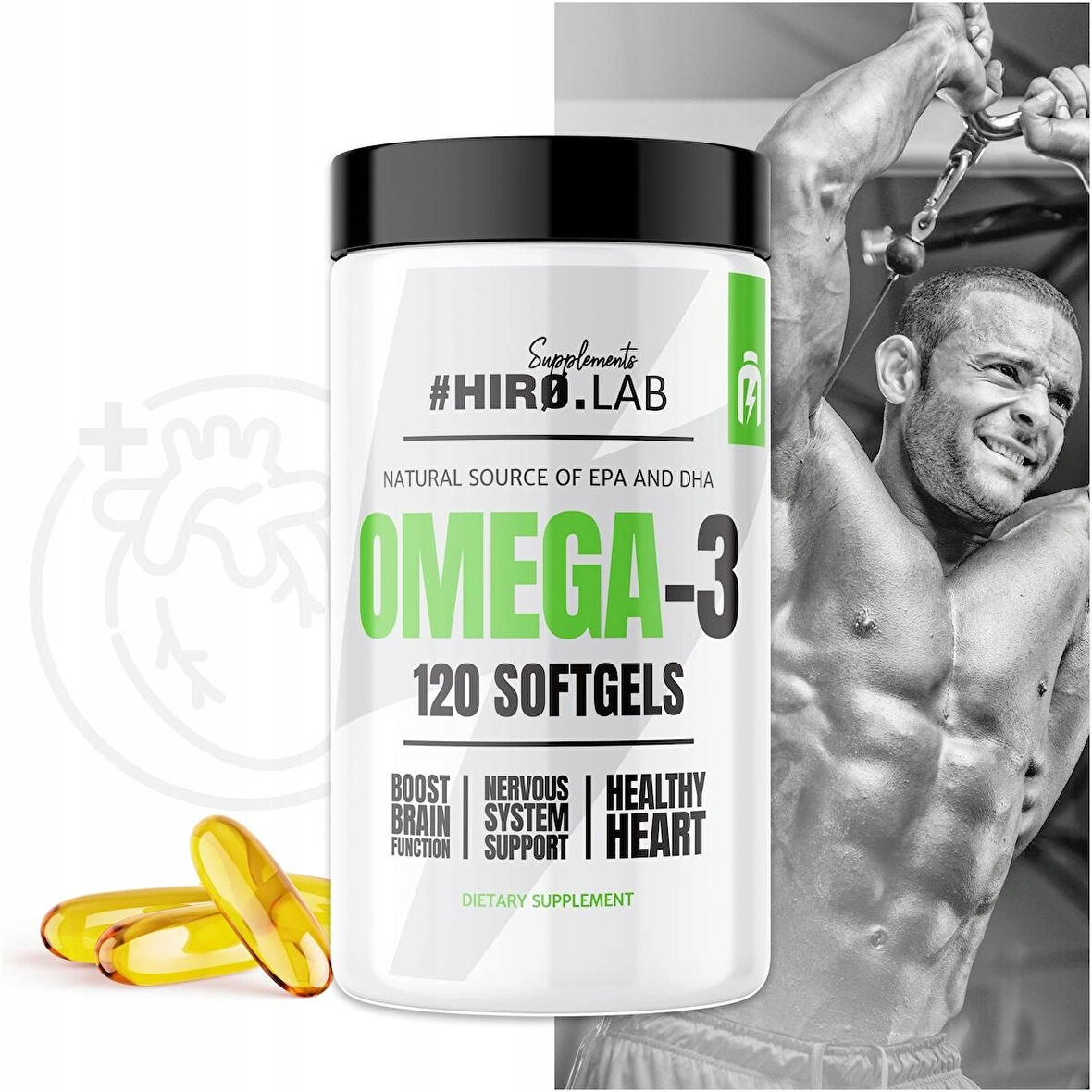 Hero Lab Omega-3 Fish Oil Balık yağı | 65% EPA + DHA 120 Kapsül - Polonya menşei