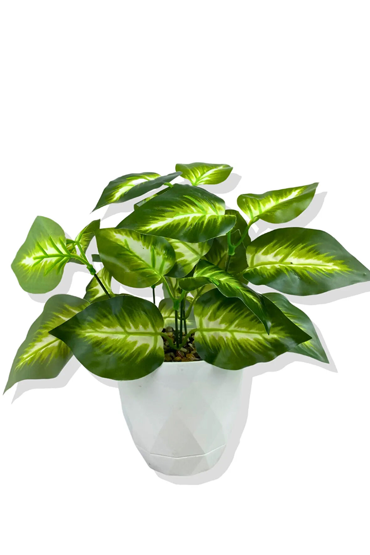 Yapay Mini Saksıda Salon Bitkisi 28 Cm Beyaz Saksı