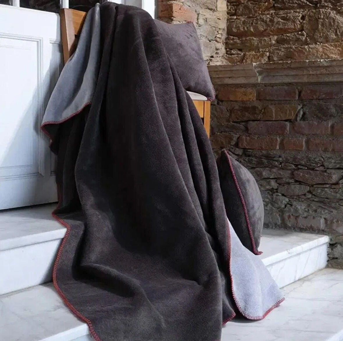 Çift Kişilik Düz Pamuklu Battaniye çift taraflı  200 x 220