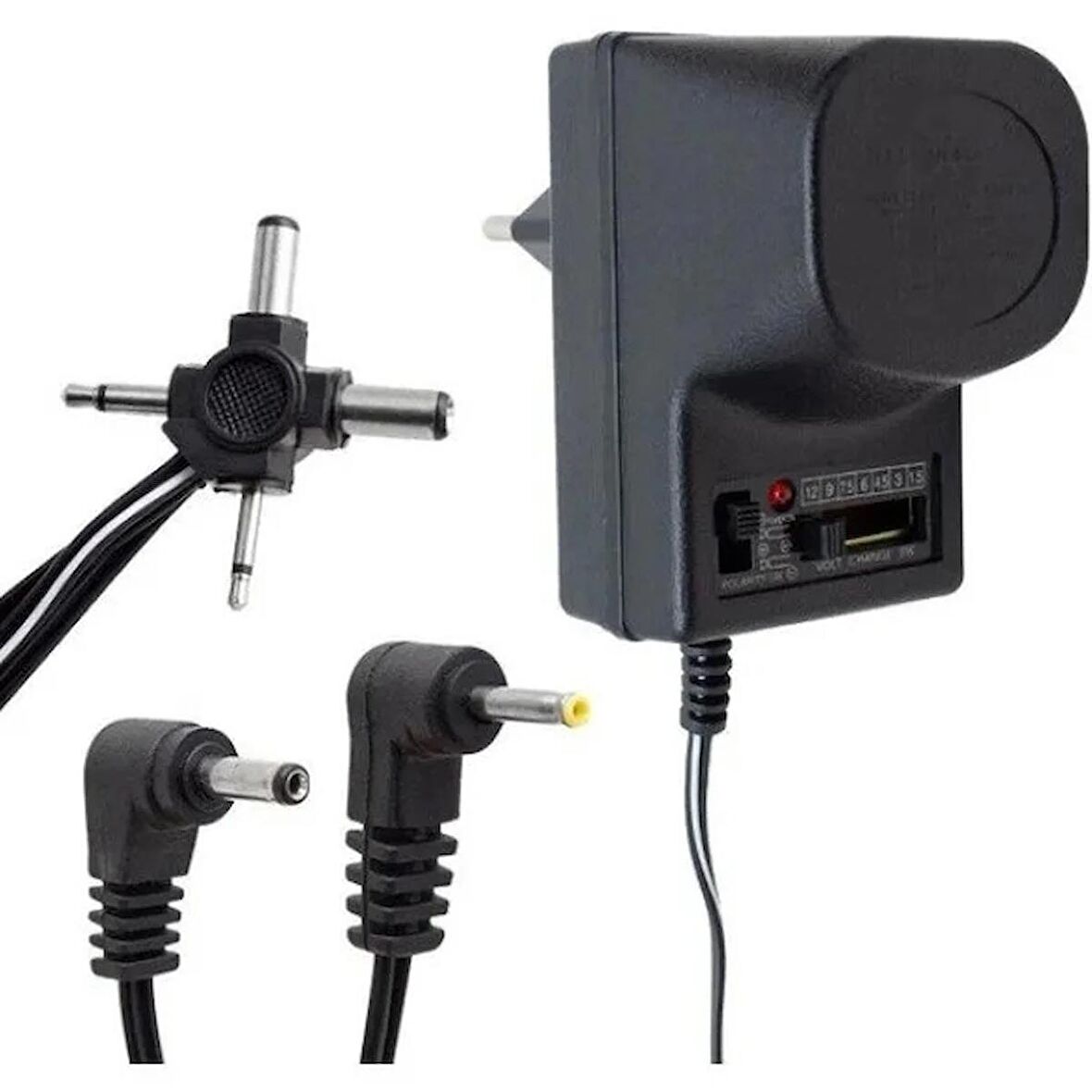 Ayarlı ve Kademeli Adaptör  1.5V,3V,4.5V,6V,7.5V,9V,12V Volta Kadar 500mA Ayarlı Adaptör Kademeli