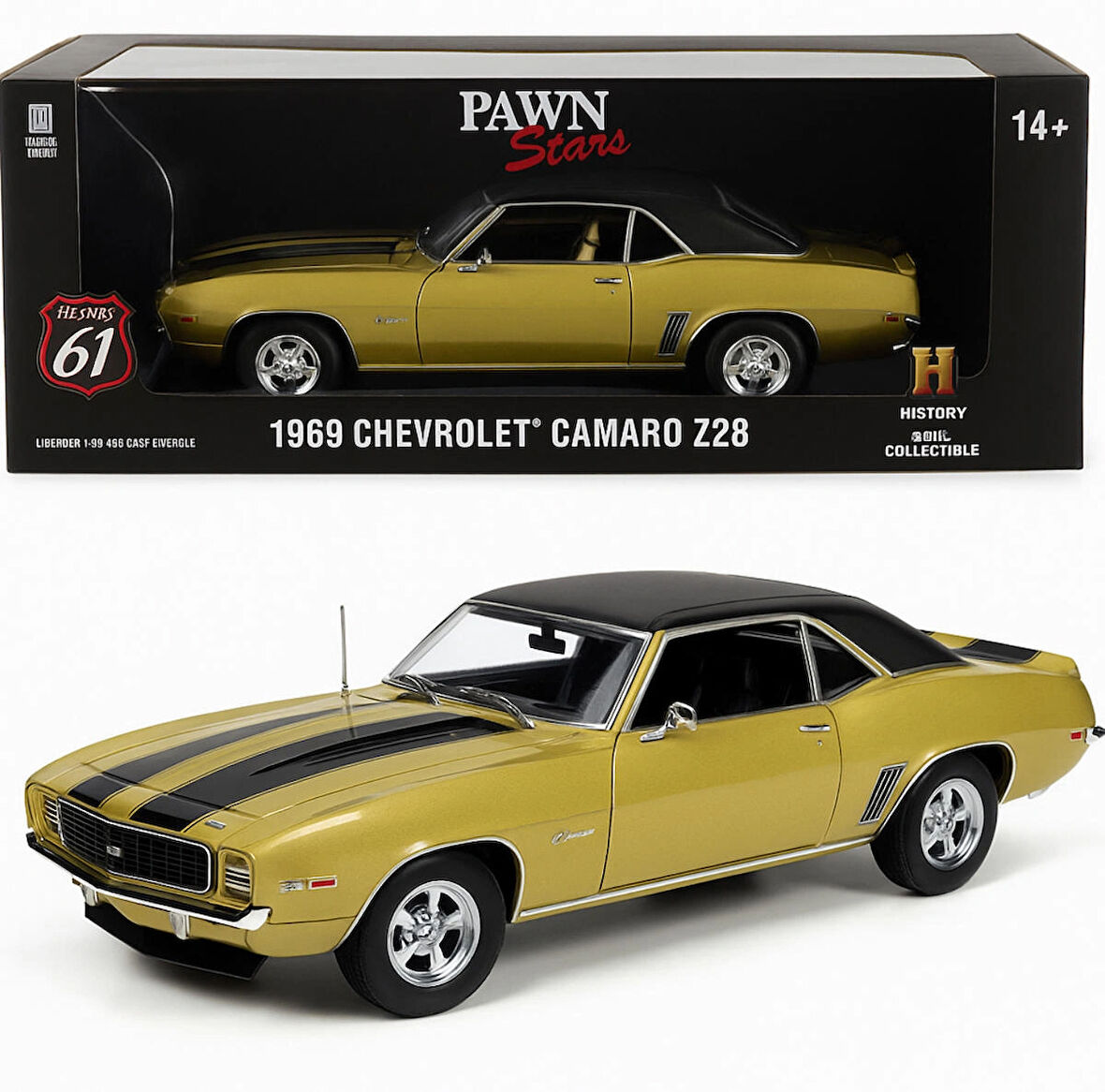 Highway 61 – 1:18 1969 Chevrolet Camaro Z28 “Pawn Stars” Diecast Model Araba- Synoverse Kitap Hediye