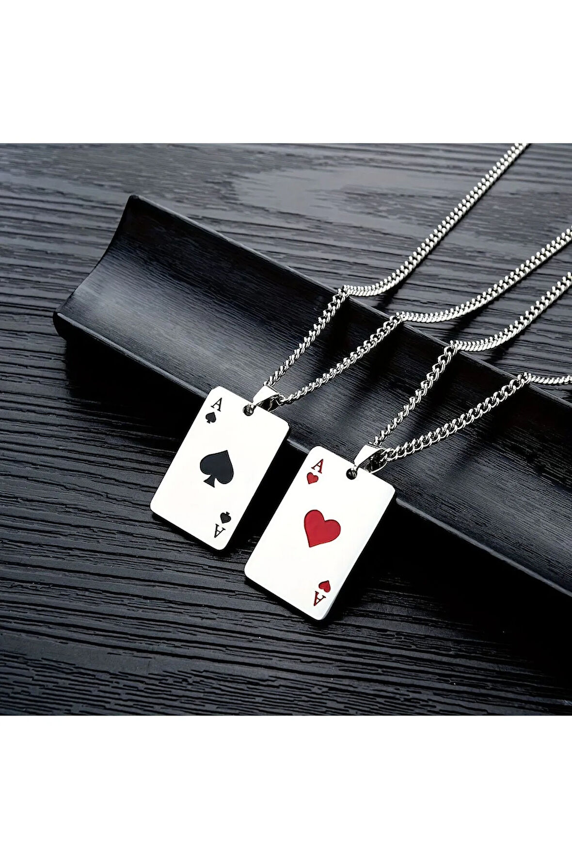 Şans Getiren Kupa Ası Kolye - Hip Hop Tarzı Aşk Sembolü Takı Tarz Kolye Poker Sever Şans Kolyesi