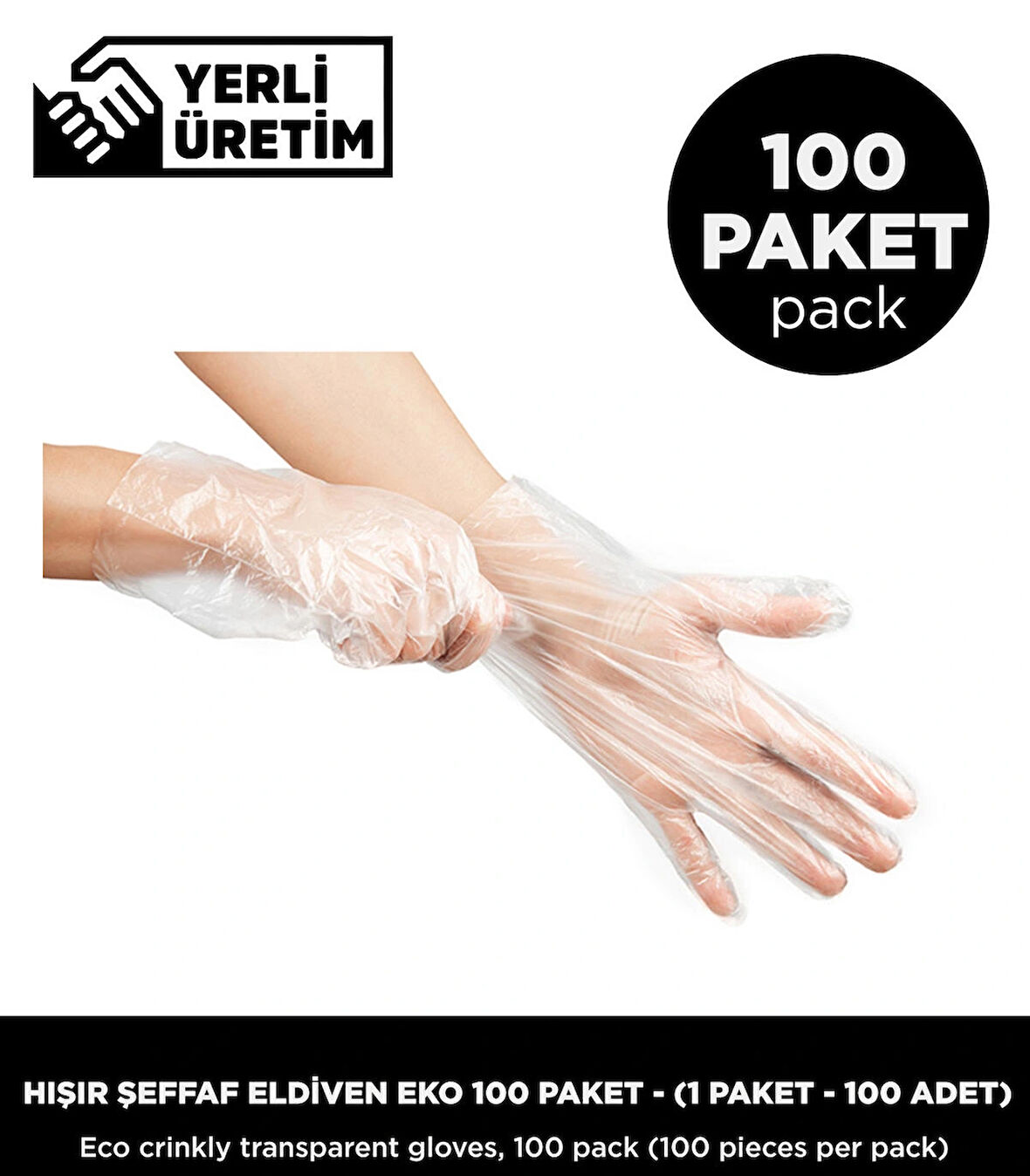 Hışır Şeffaf Eldiven Eko - 100 Paket (1 Paket 100 Adet)