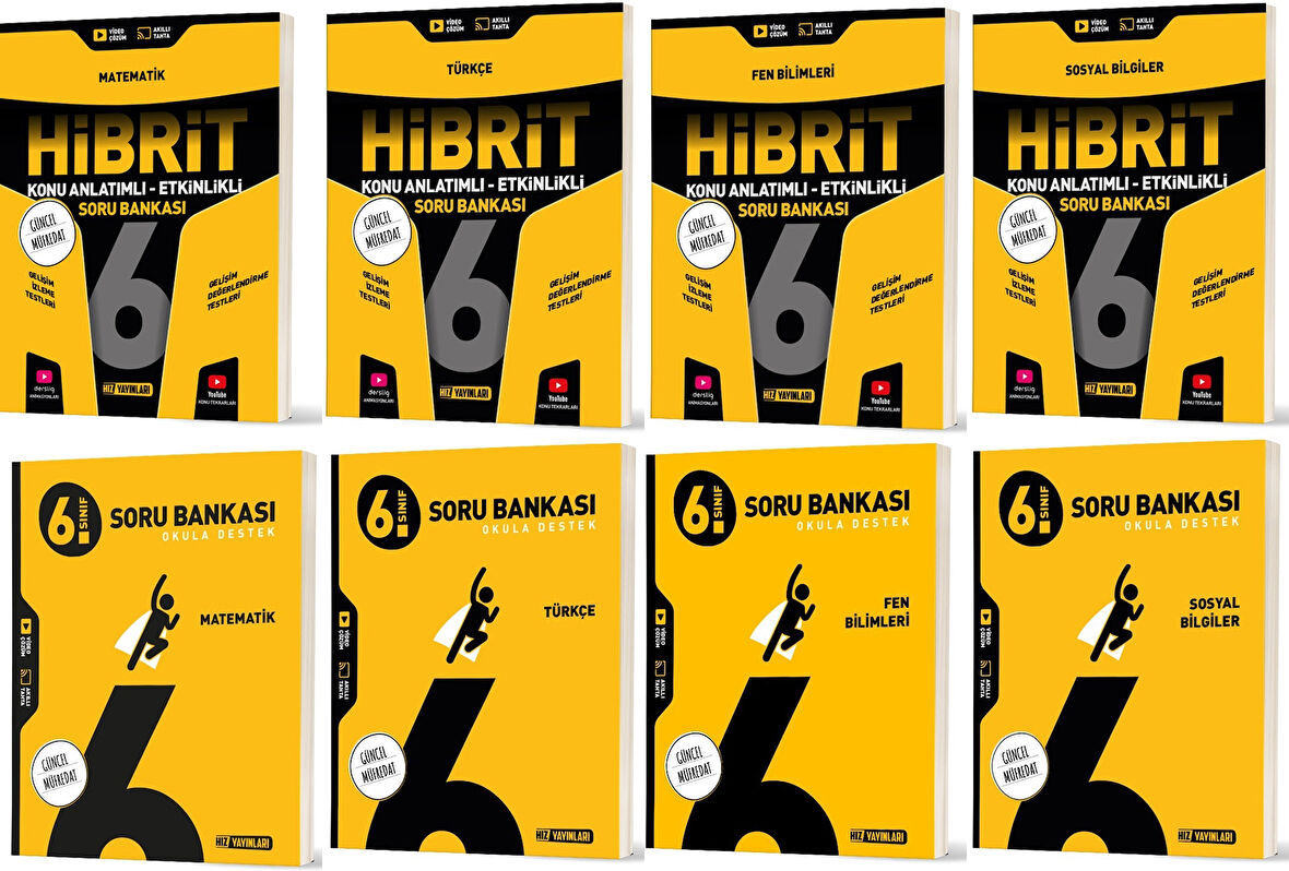 Hız 2026 6. Sınıf Matematik Türkçe Fen Sosyal Soru + Hibrit - Konu Seti 8 Kitap
