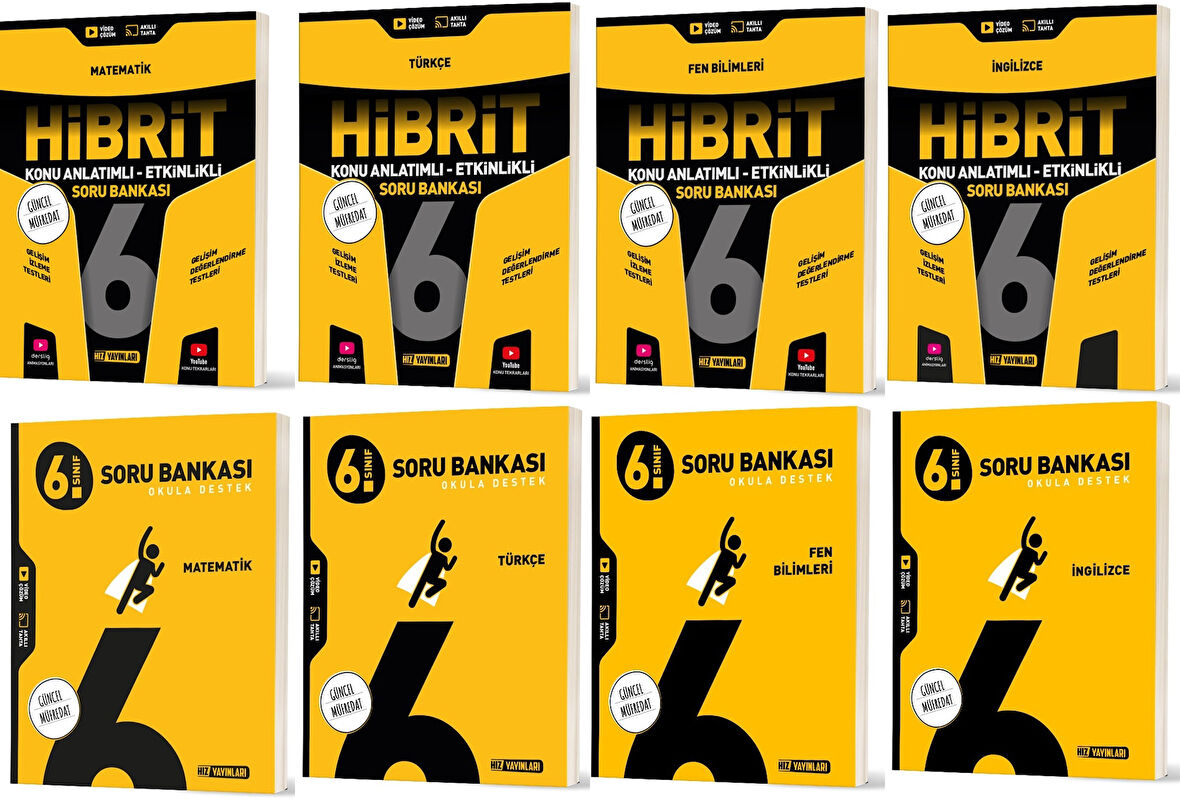 Hız 2026 6. Sınıf Matematik Türkçe Fen İngilizce Soru + Hibrit - Konu Seti 8 Kitap
