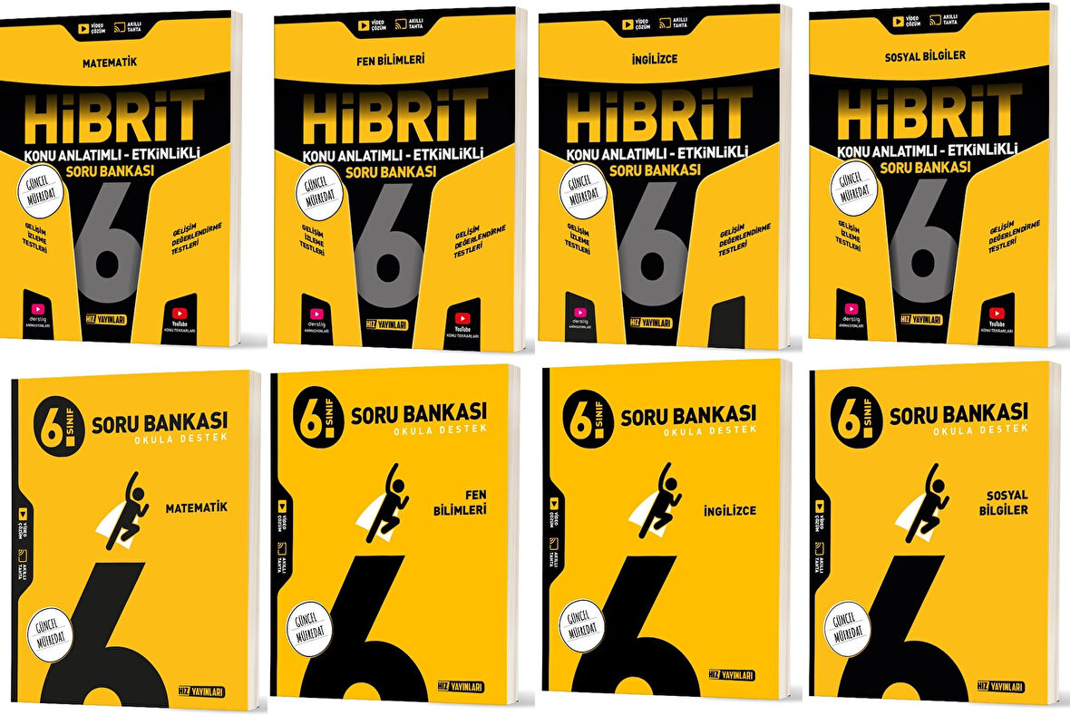 Hız 2026 6. Sınıf Matematik İngilizce Fen Sosyal Soru + Hibrit - Konu Seti 8 Kitap