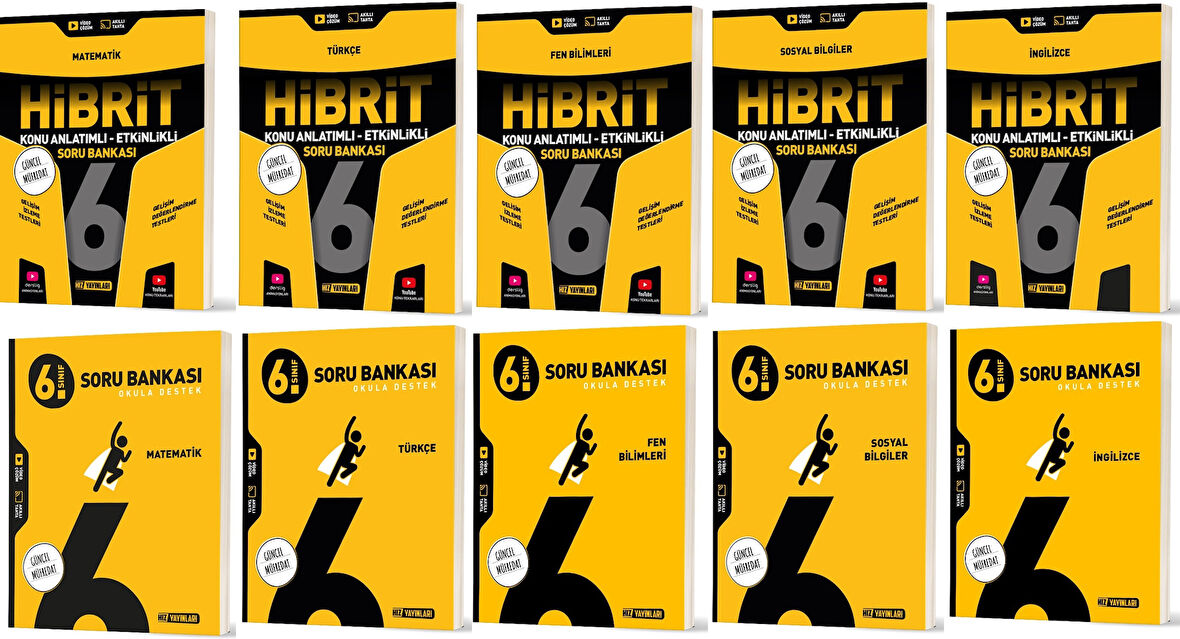 Hız 2026 6. Sınıf Matematik Türkçe Fen Sosyal İngilizce Soru + Hibrit - Konu Seti 10 Kitap