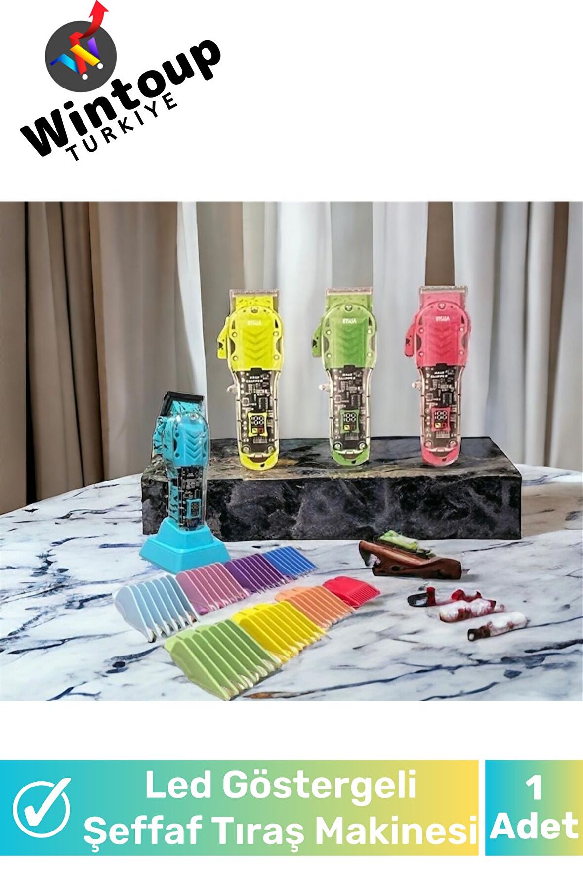Şeffaf Renkli Tıraş Makinesi Led Göstergeli Erkek Günlük Bakım