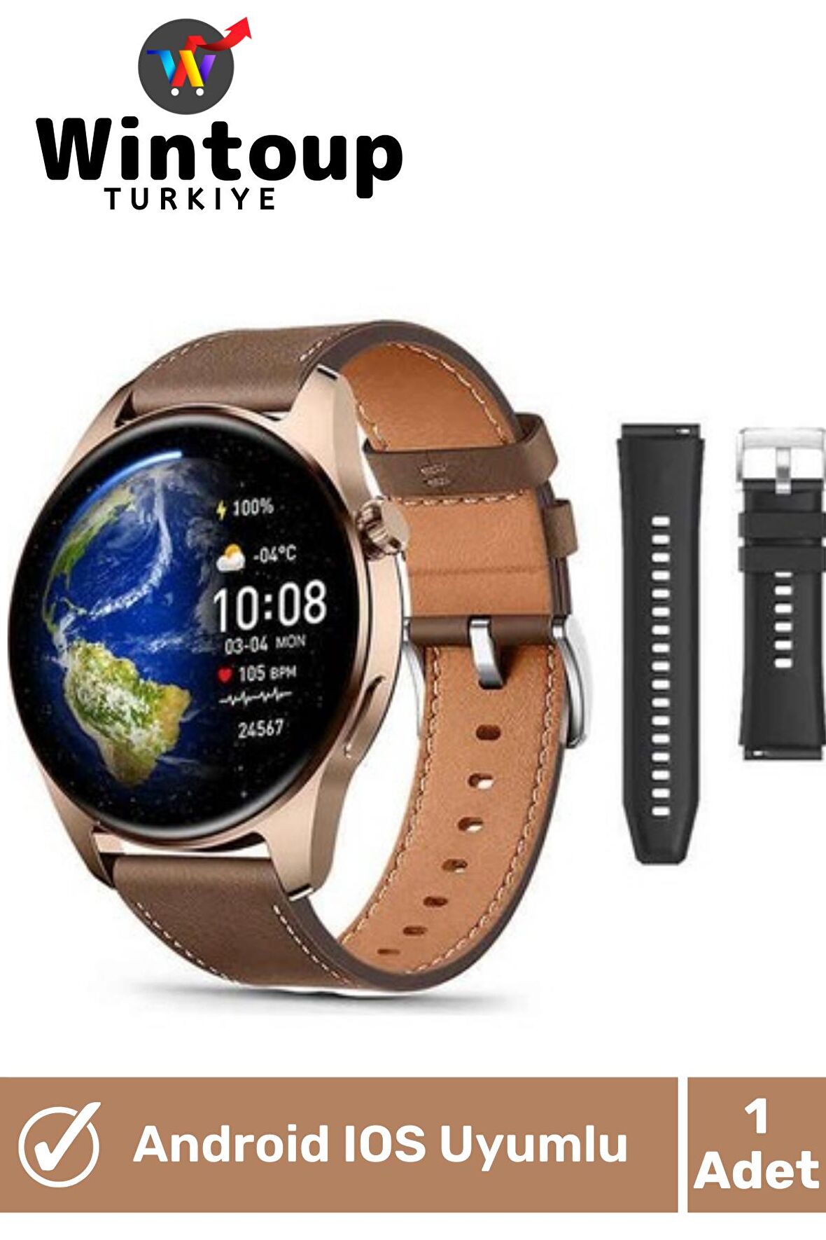 Poco&Oppo&Honor Uyumlu Çift Kordon Amoled Ekran Akıllı Saat Sesli Görüşme GPS