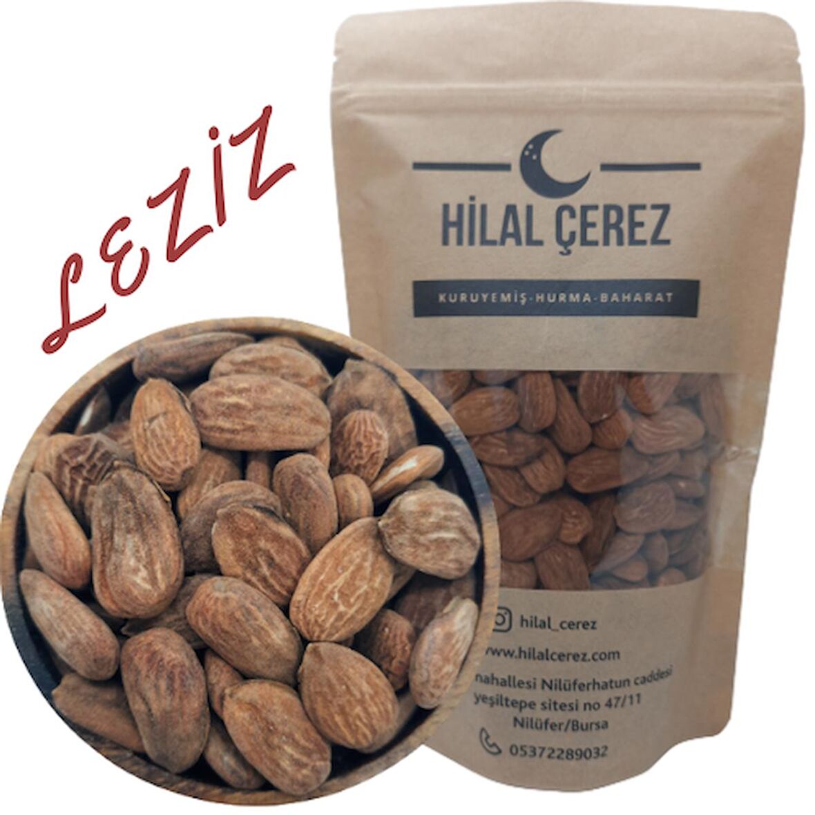 Hilal Çerez Yerli Kavrulmamış (Çiğ) Badem 500gr