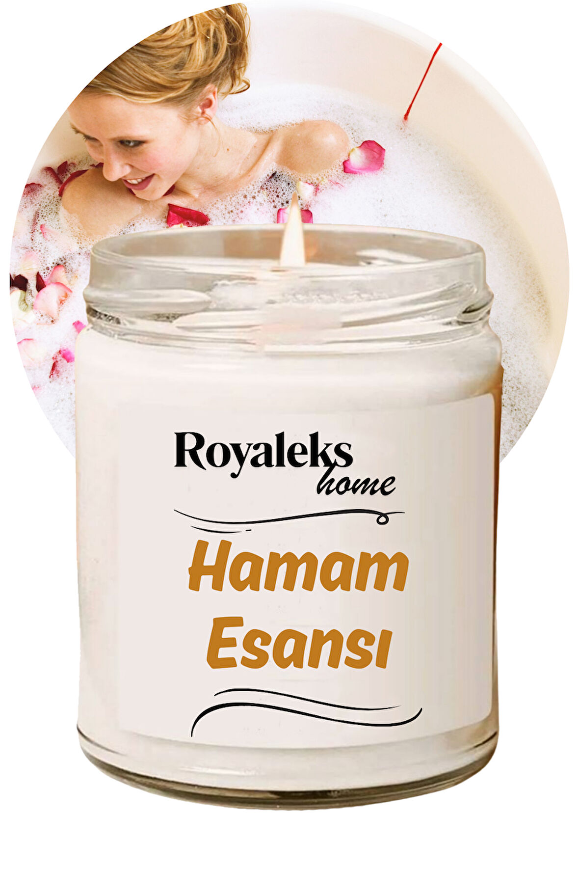 Doğal Özel Seri Kokulu Dekoratif Kavanoz Mum 210 cc - Hamam Esansı - RYL