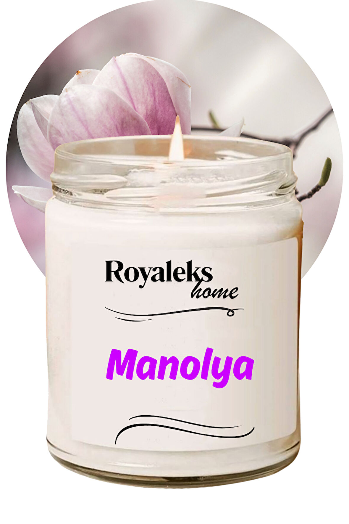 Doğal Özel Seri Kokulu Dekoratif Kavanoz Mum 210 cc - Manolya Esansı - RYL