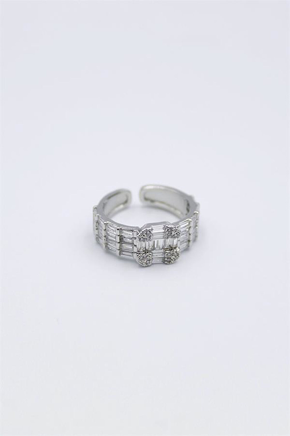 Baget Taşlı Yüzük - Gümüş