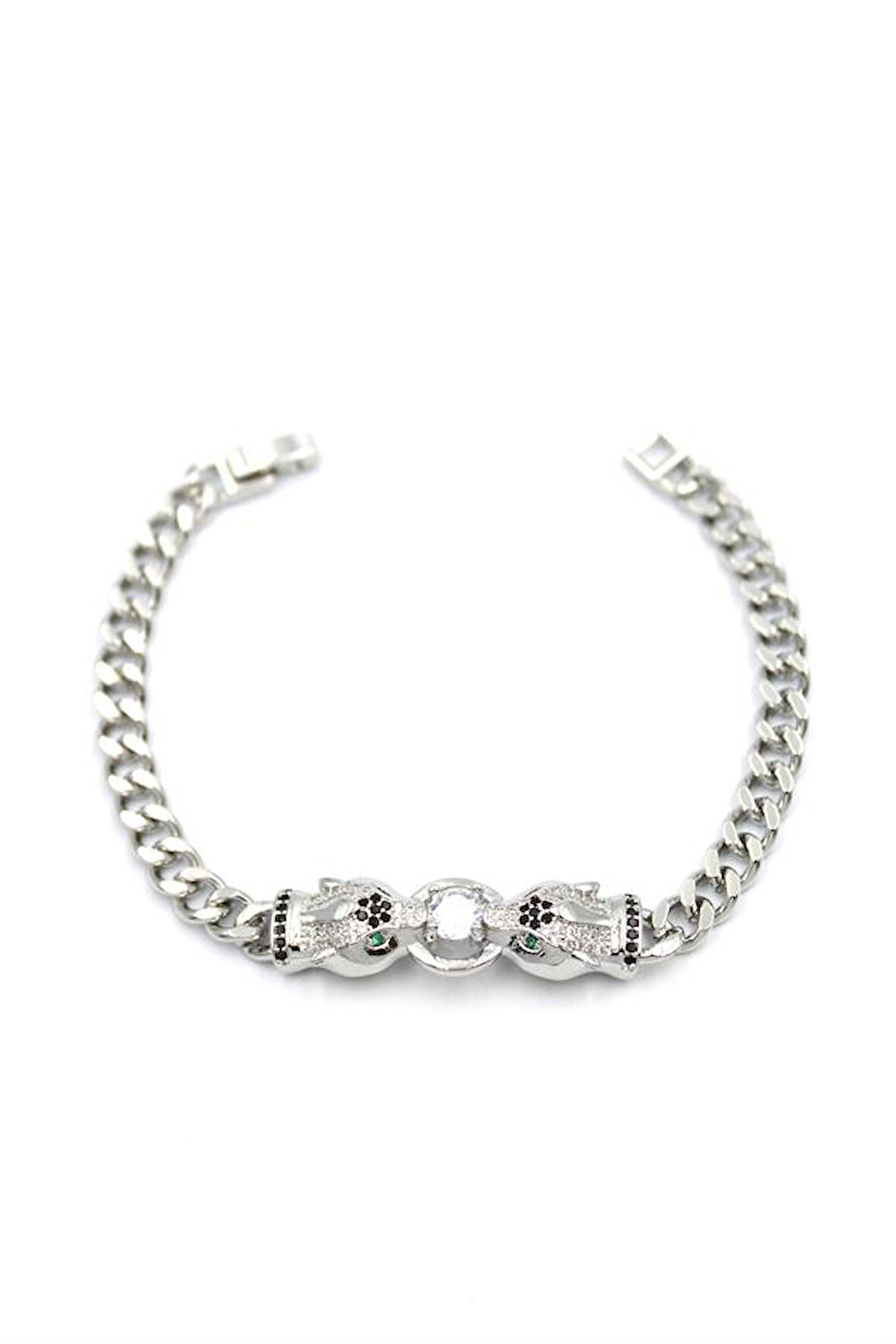 Zirkon Taşlı Leopar Bileklik - Gümüş