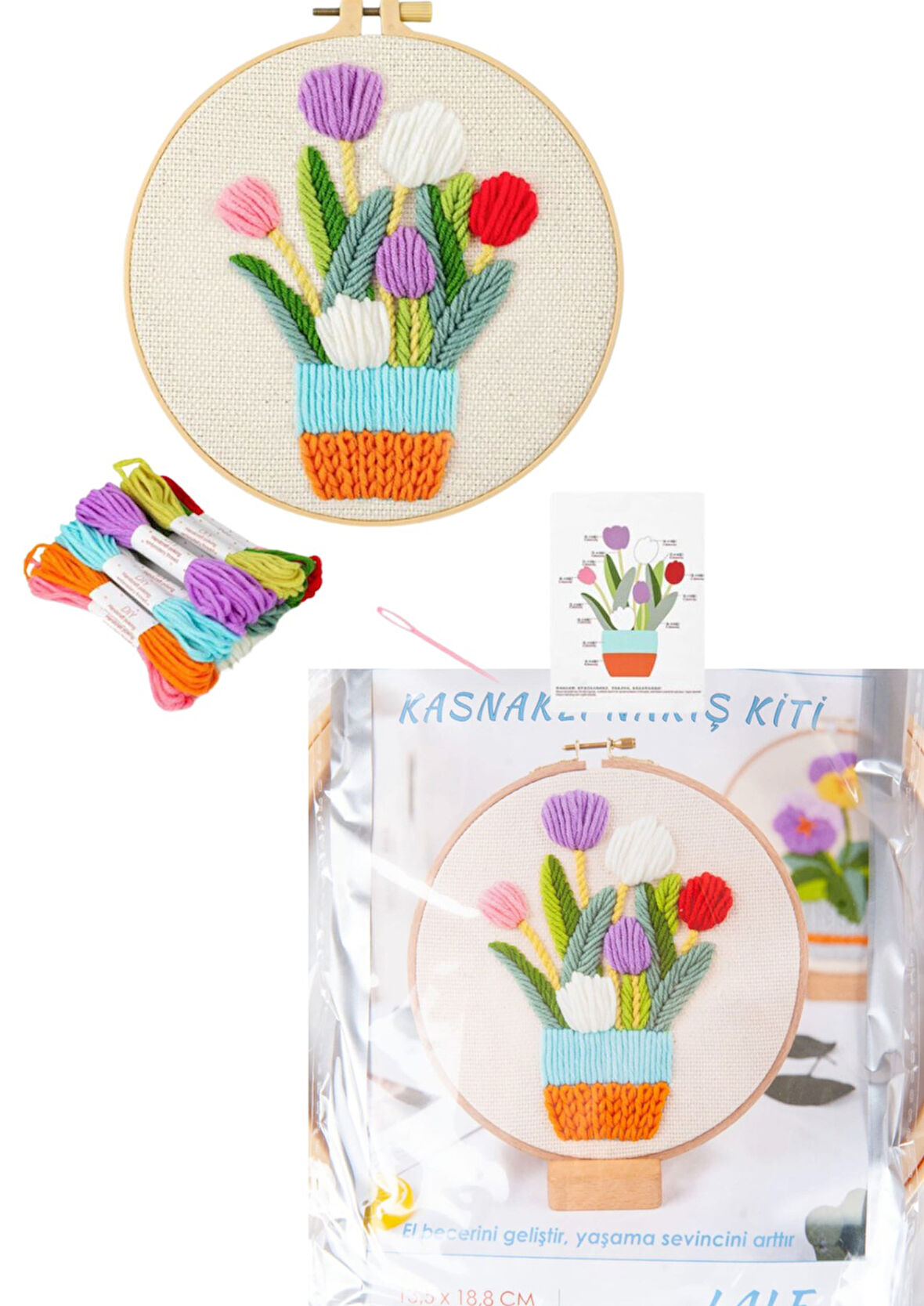 Nakış Kitleri Kasnaklı 13.5 X 18.8 cm Lale