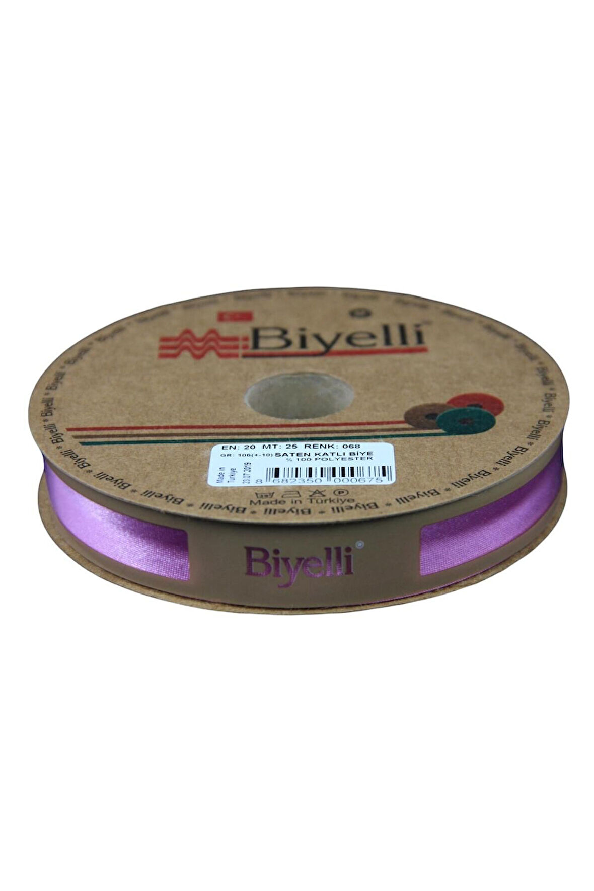 Biye Saten Katlı 068 Gül Kurusu 2 cm 25 Metre %100 Polyester