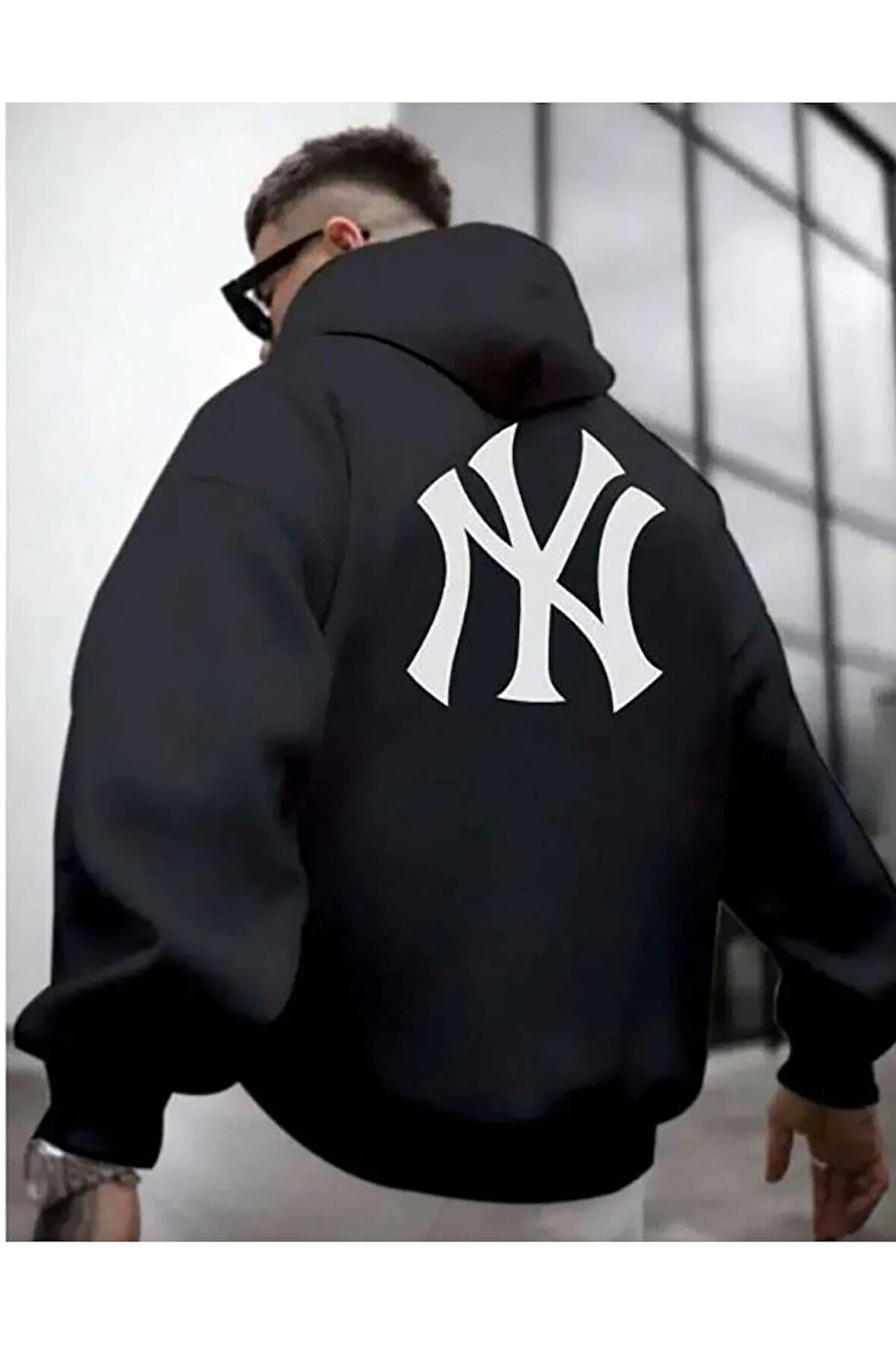 Ön Ve Arka Baskılıı Kapüşonlu Sweatshirt