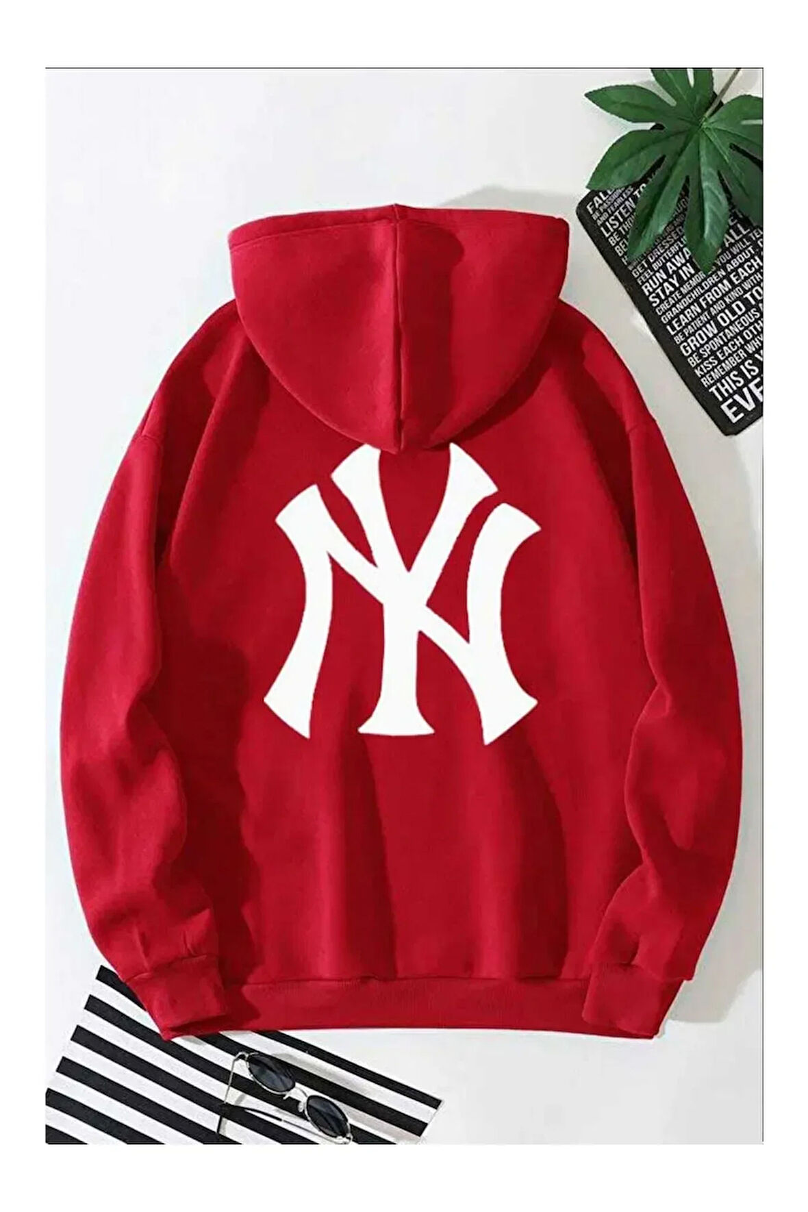 Ön Ve Arka Baskılıı Kapüşonlu Sweatshirt