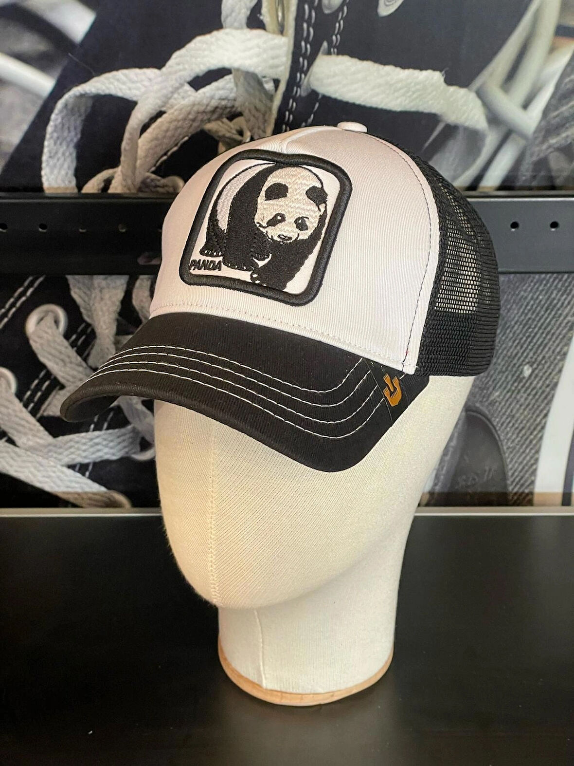Gorin Model Beyaz Renk Panda Figür Cap Şapka