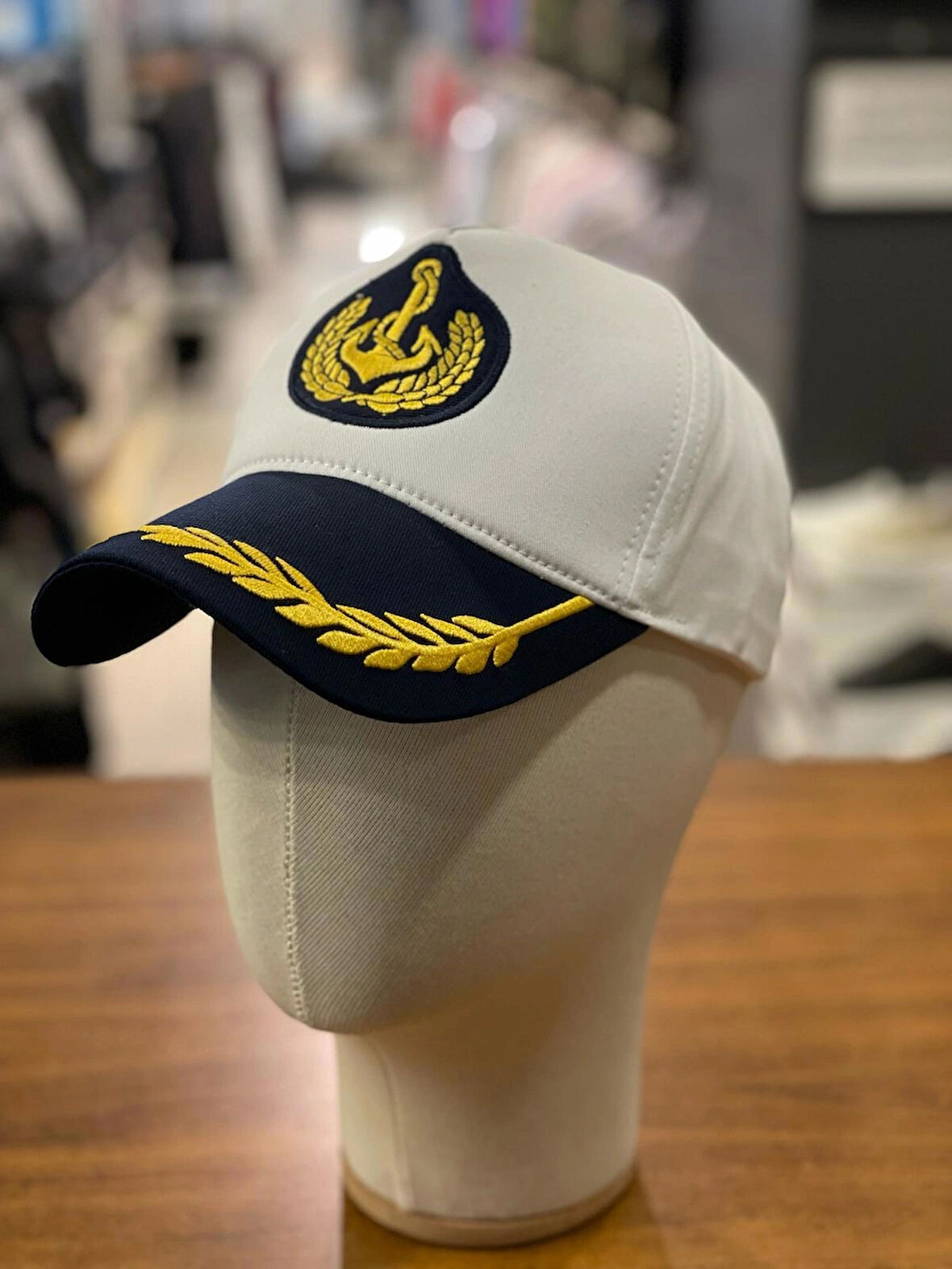 Gemici Denizci Çapa Nakışlı Beyaz Renk Kaptan Şapka Cap