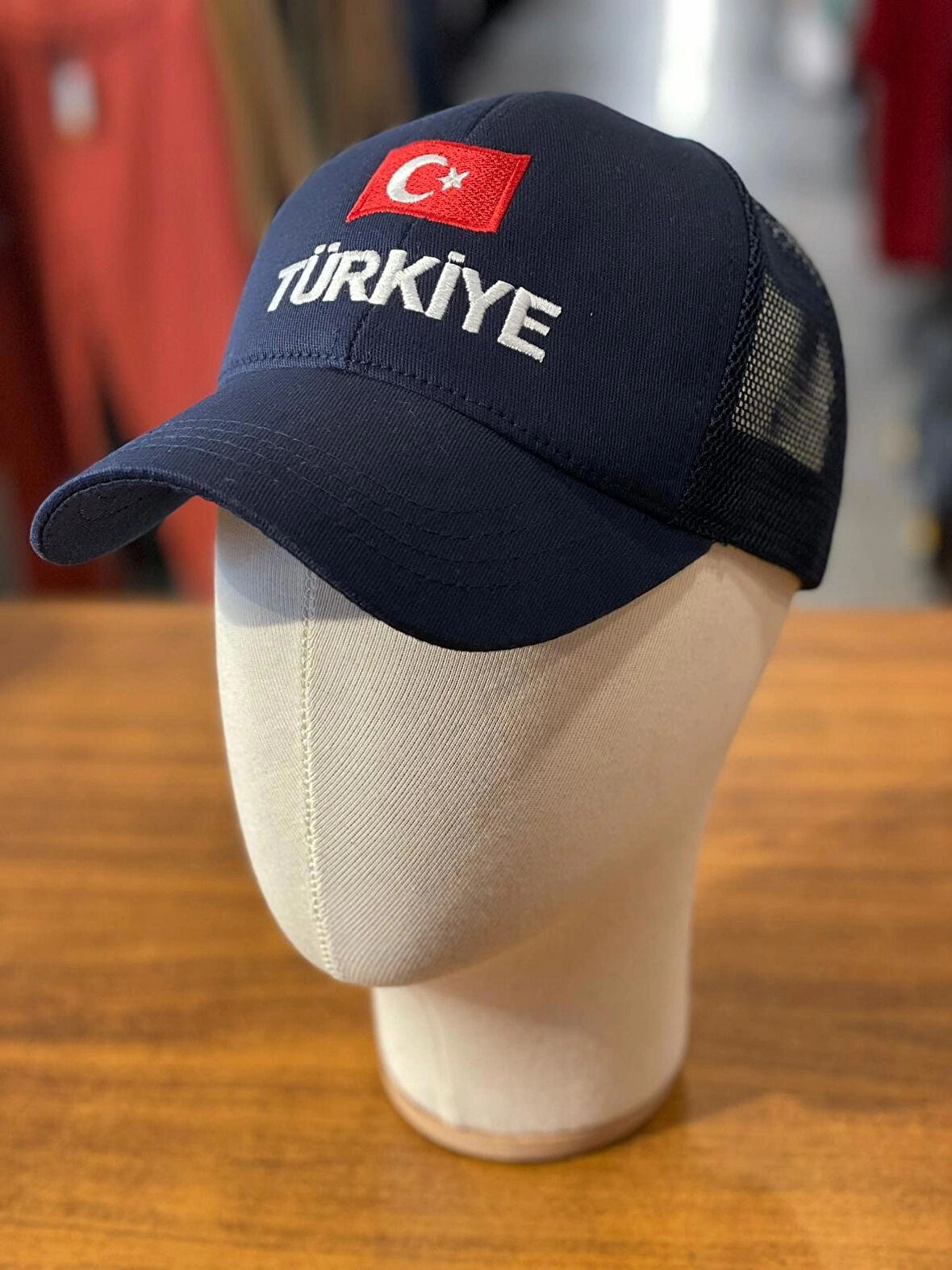 Türkiye Bayrak Nakışlı Unisex Lacivert Renk Pamuklu Fileli Cap Şapka