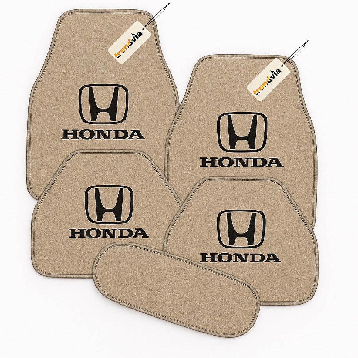 Bej Renk Honda Logolu Oto Halı Paspas 5 Parça – Araca Özel Kesim, Kolay Temizlik, Kaymaz Zemin Koruma