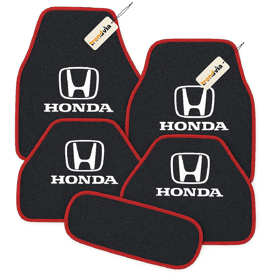 Antrasit Kırmızı Renk Honda Logolu Oto Halı Paspas 5 Parça – Araca Özel Kesim, Kolay Temizlik, Kaymaz Zemin Koruma