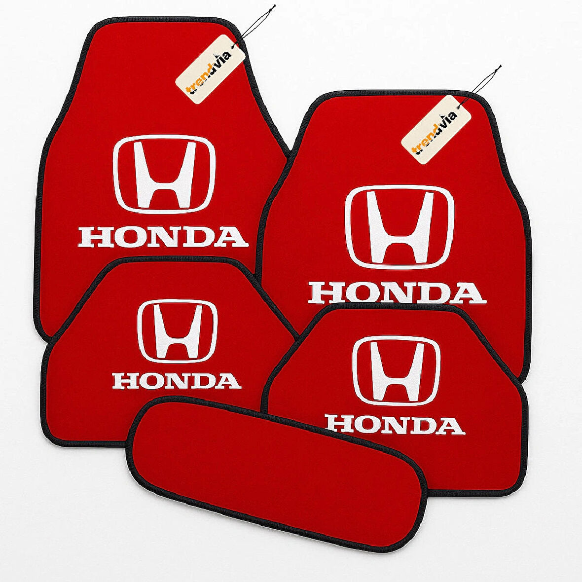 Kırmızı Renk Honda Logolu Oto Halı Paspas 5 Parça – Araca Özel Kesim, Kolay Temizlik, Kaymaz Zemin Koruma
