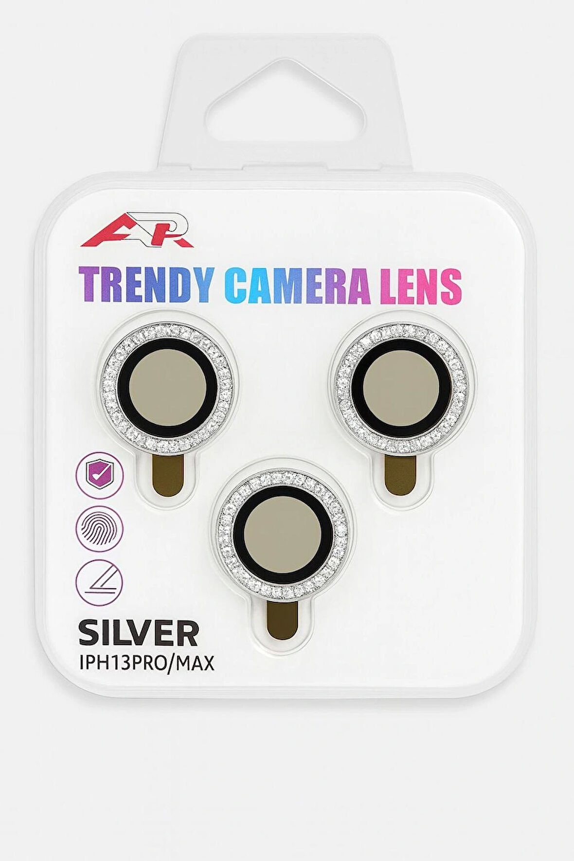 iPhone 13 Pro / Pro Max Uyumlu Kamera Lens Koruyucu – Gümüş Çerçeveli (Silver)