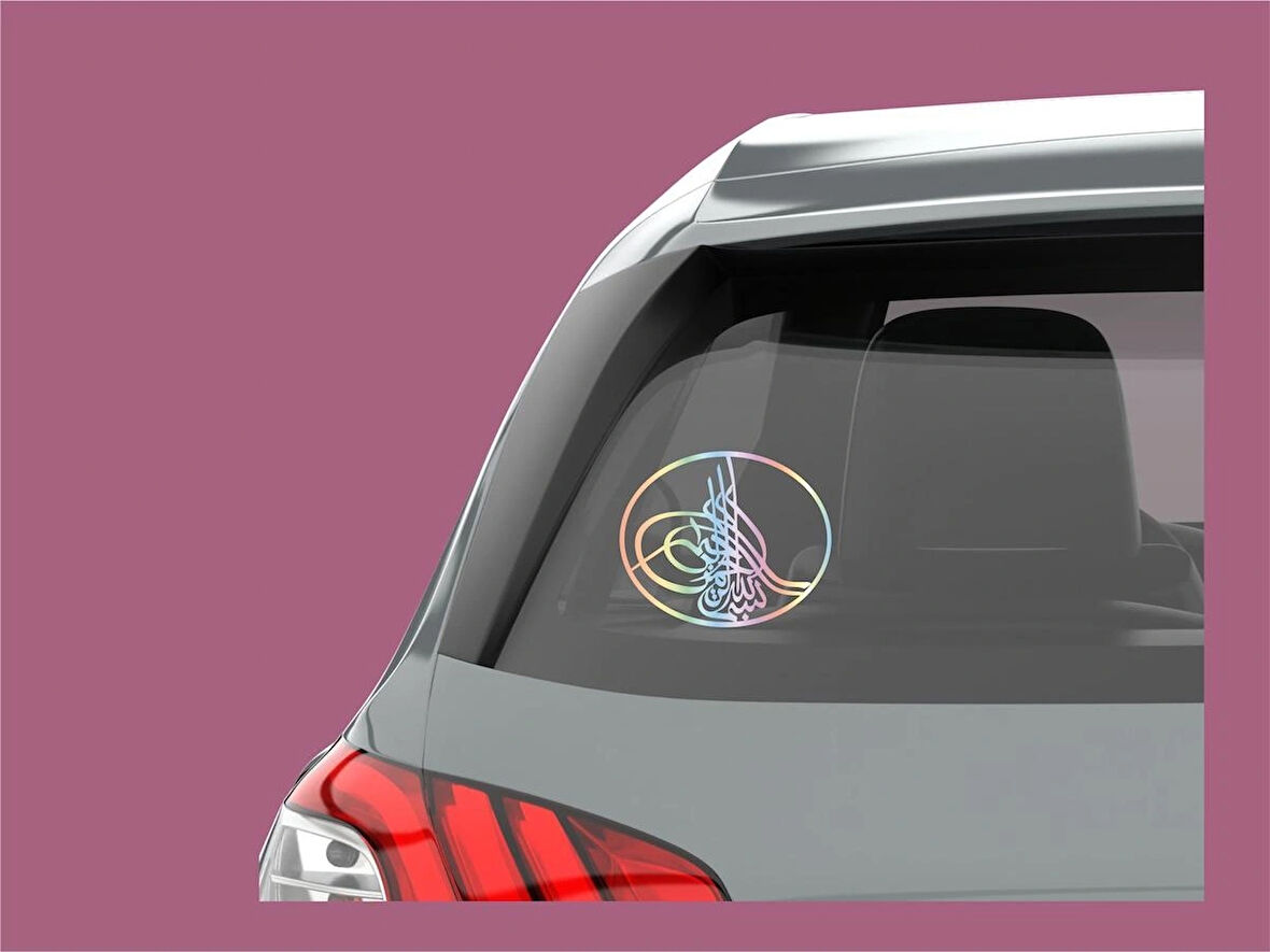 16x14 cm Hologram Renkli Osmanlı Tuğrası Logo Yazı Sticker Araç Tekne Duvar Jeep Oto Sticker