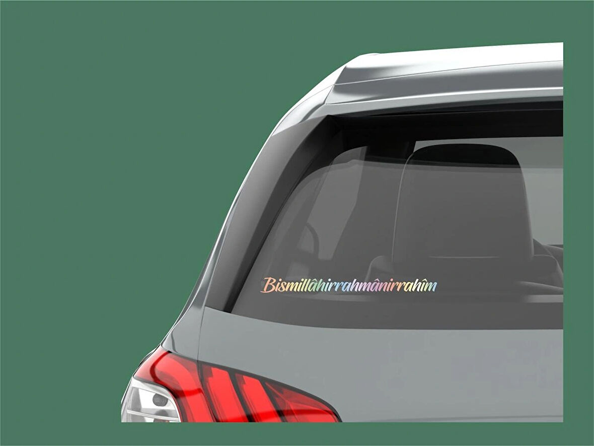 19x3 cm Hologram Renkli Bismillâhirrahmânirrahîm Sticker Laptop Kask Araba Motor Sticker