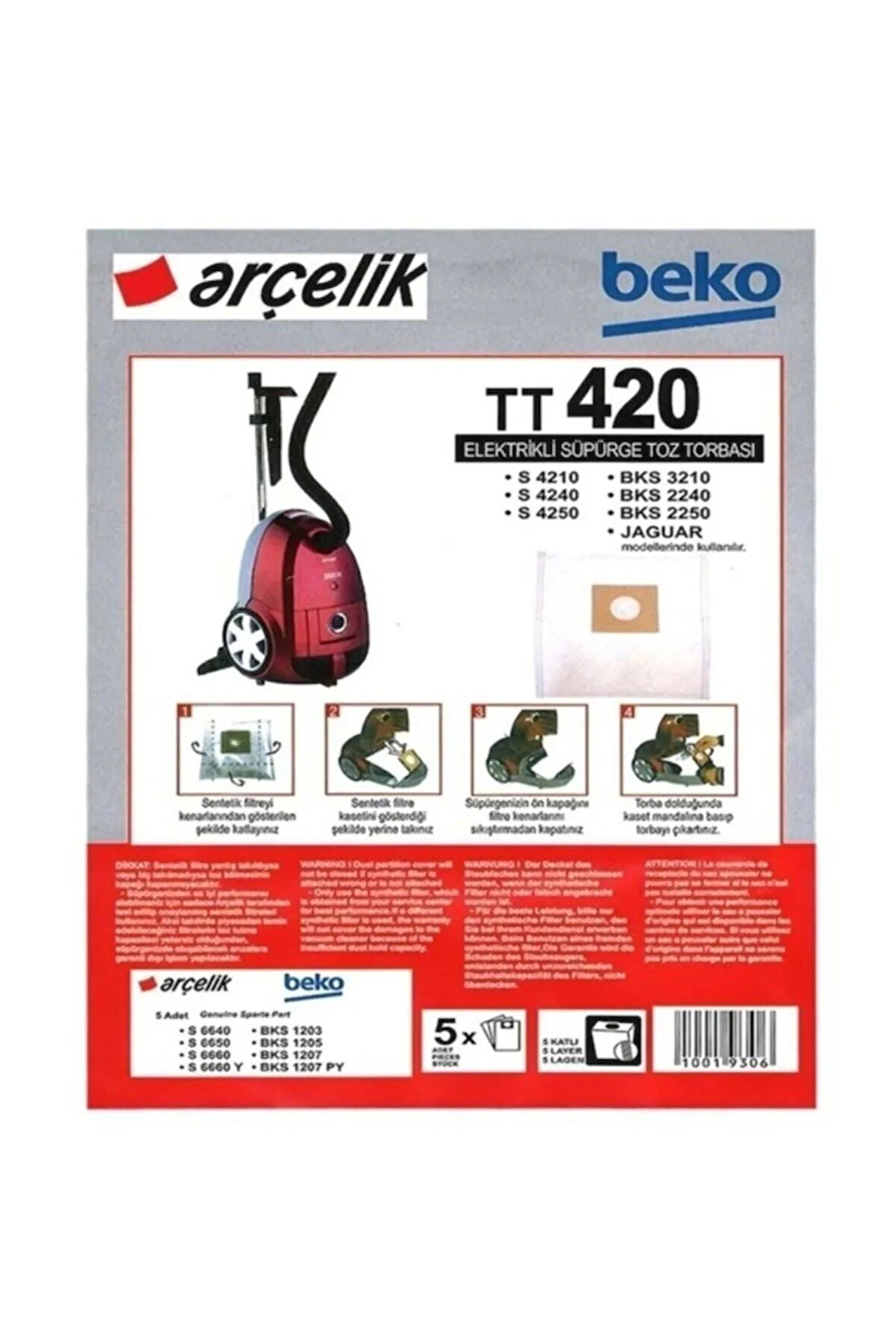 Arçelik - BKS 3210 - BKS 2240 - BKS 2250 Uyumlu Süpürge Torbası 5 ADET