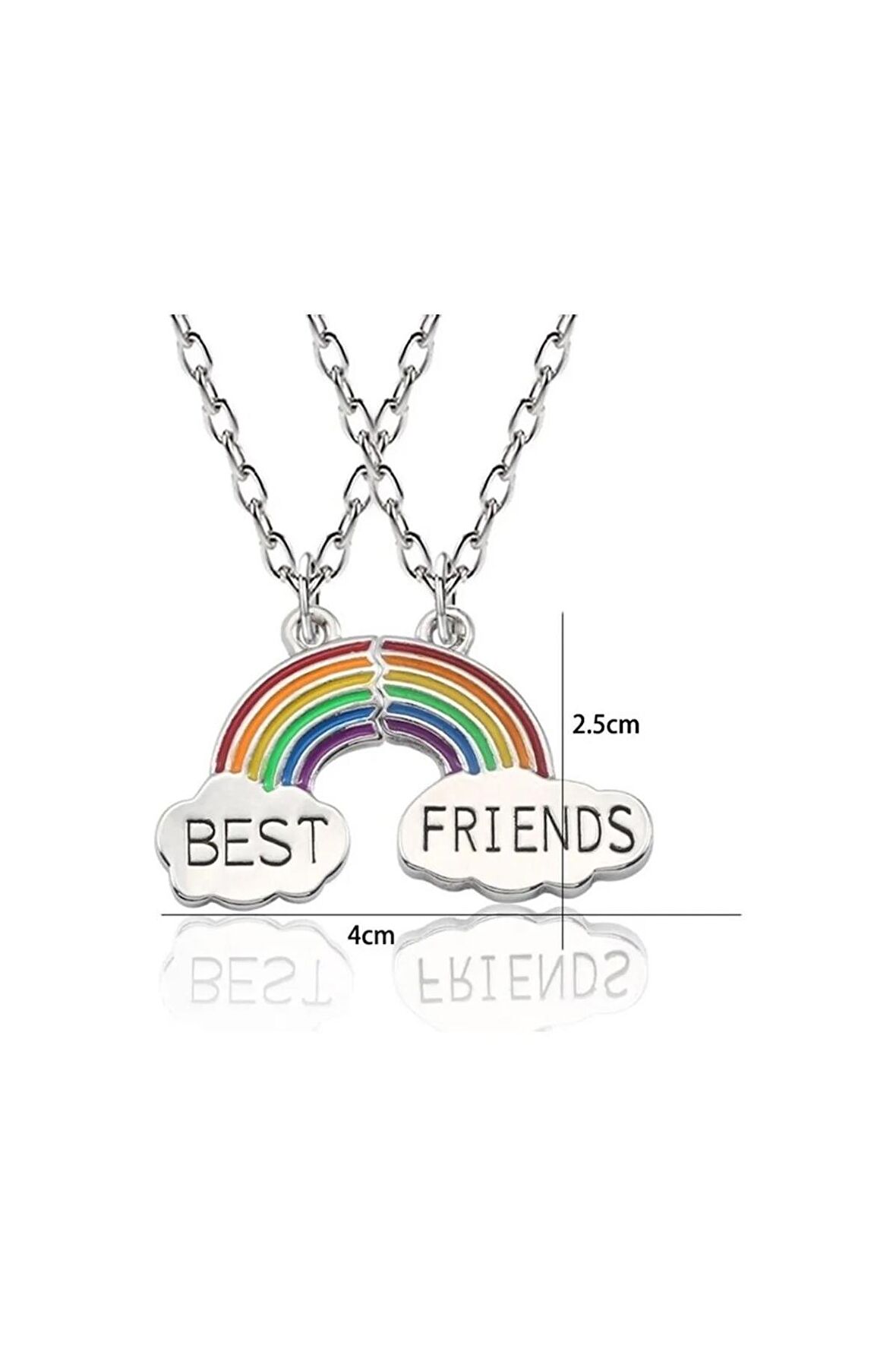 2 Adet Gökkuşağı Best Friends Kolye Bff Ikili Arkadaşlık Kolyesi