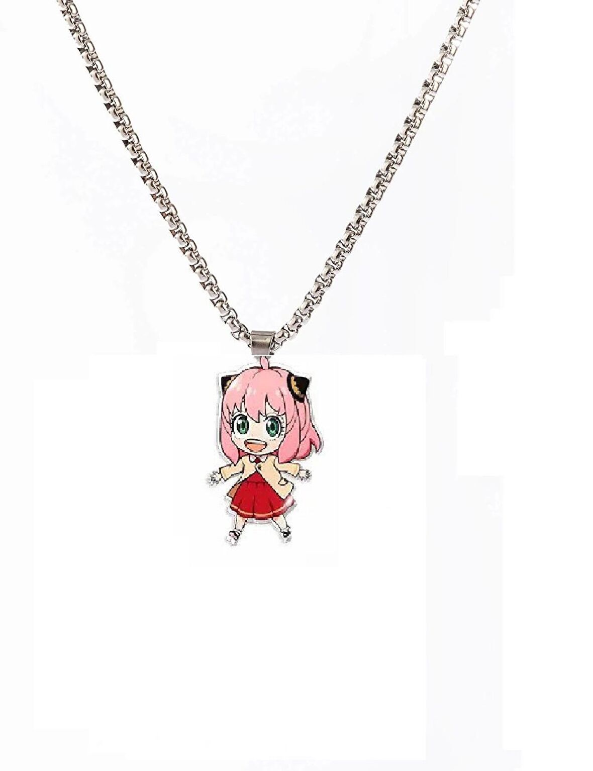 Anime Spy X Family Anya Forger Chibi Kolye Anime Kolye Gümüş Kaplama