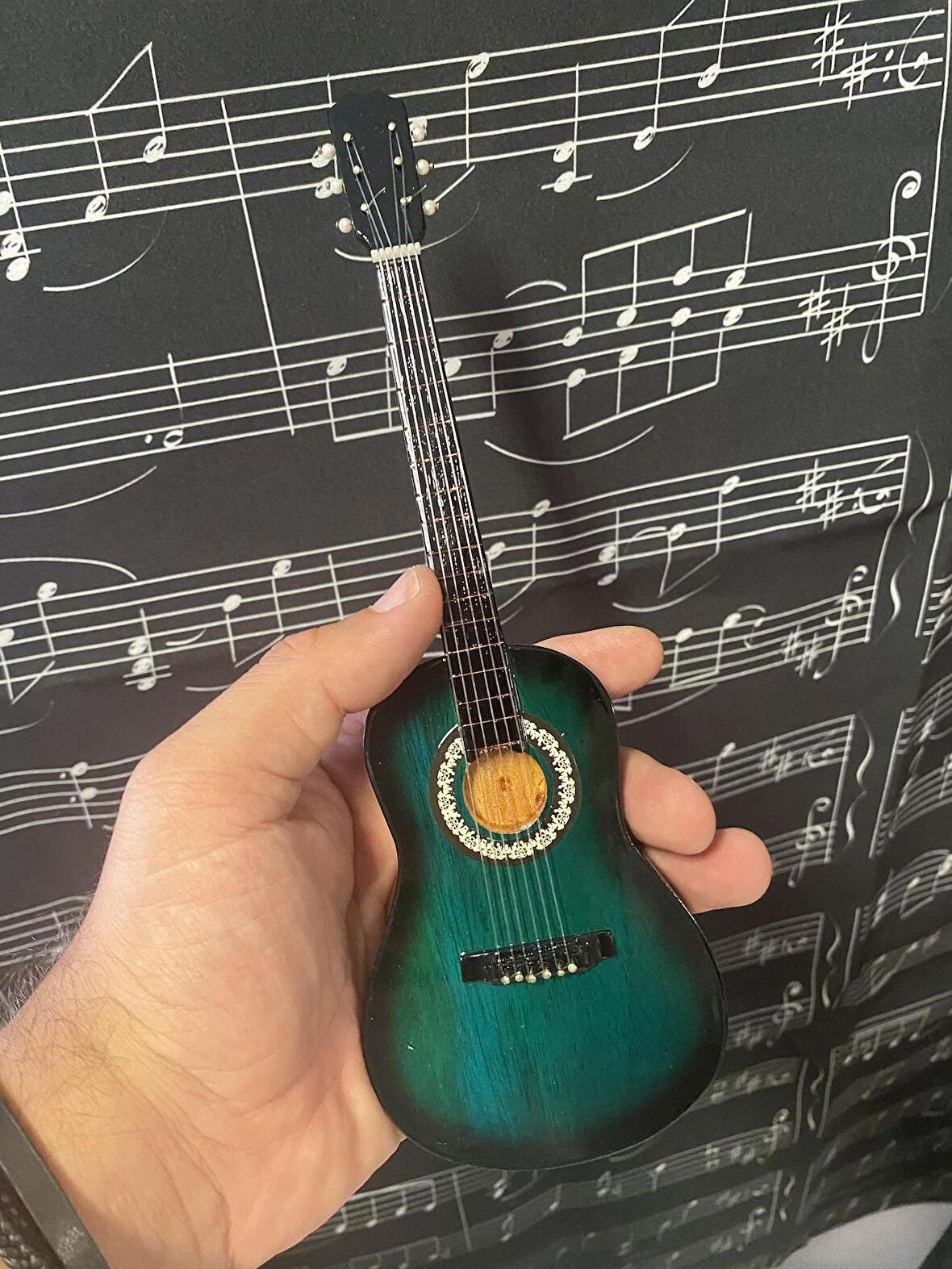 Minyatür Gitar Yeşil Klasik Gitar 25cm Hediyelik Biblo