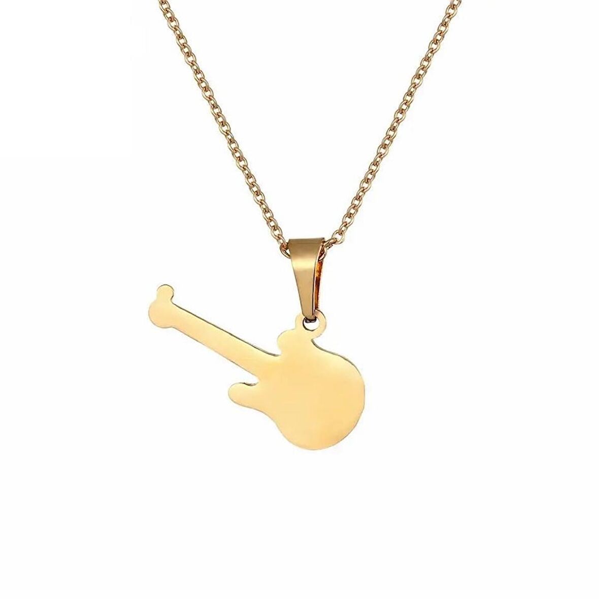 Herşey Nota Gitar Gold Paslanmaz Çelik Kolye 