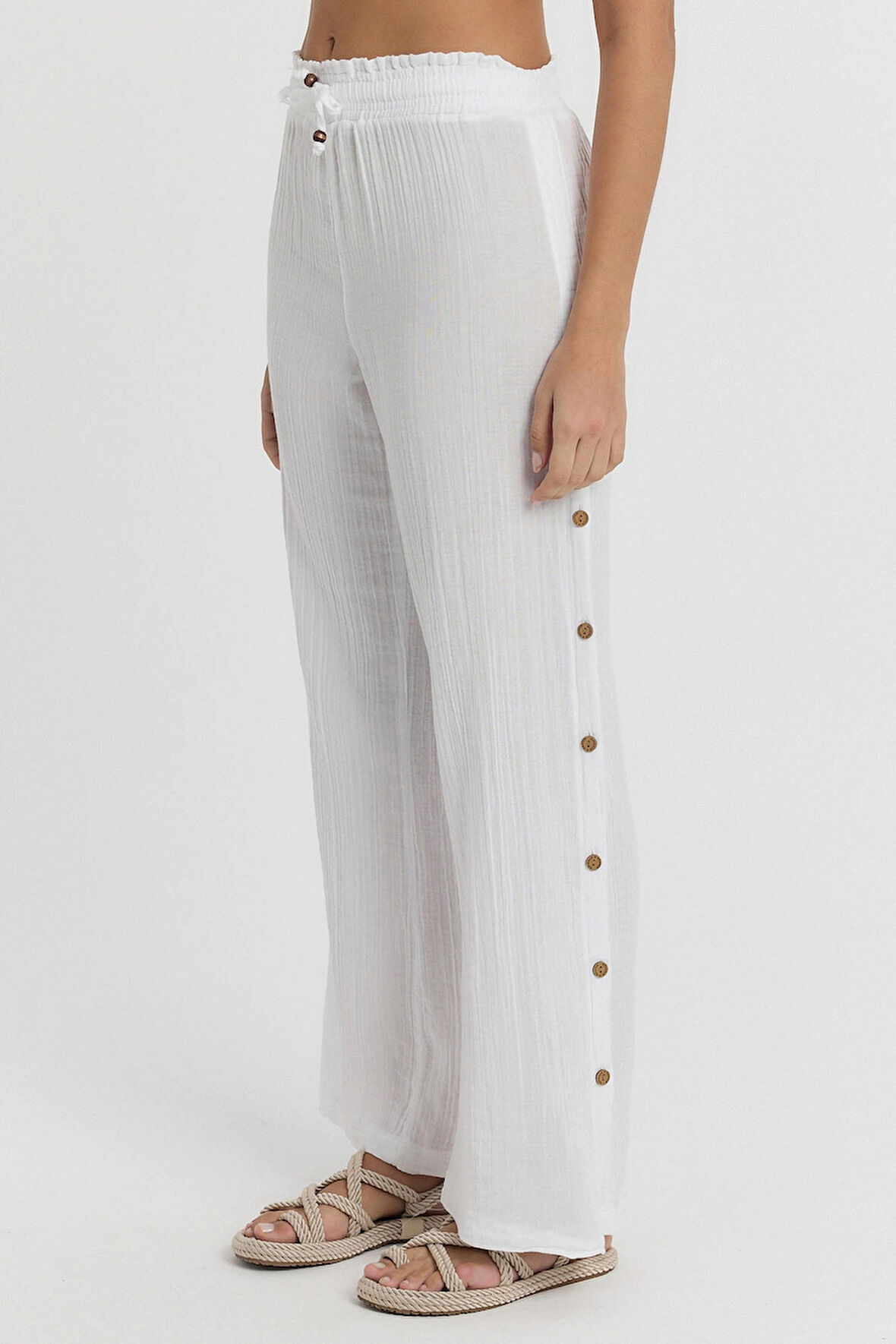 Müslin Düğmeli Pantalon - 2100