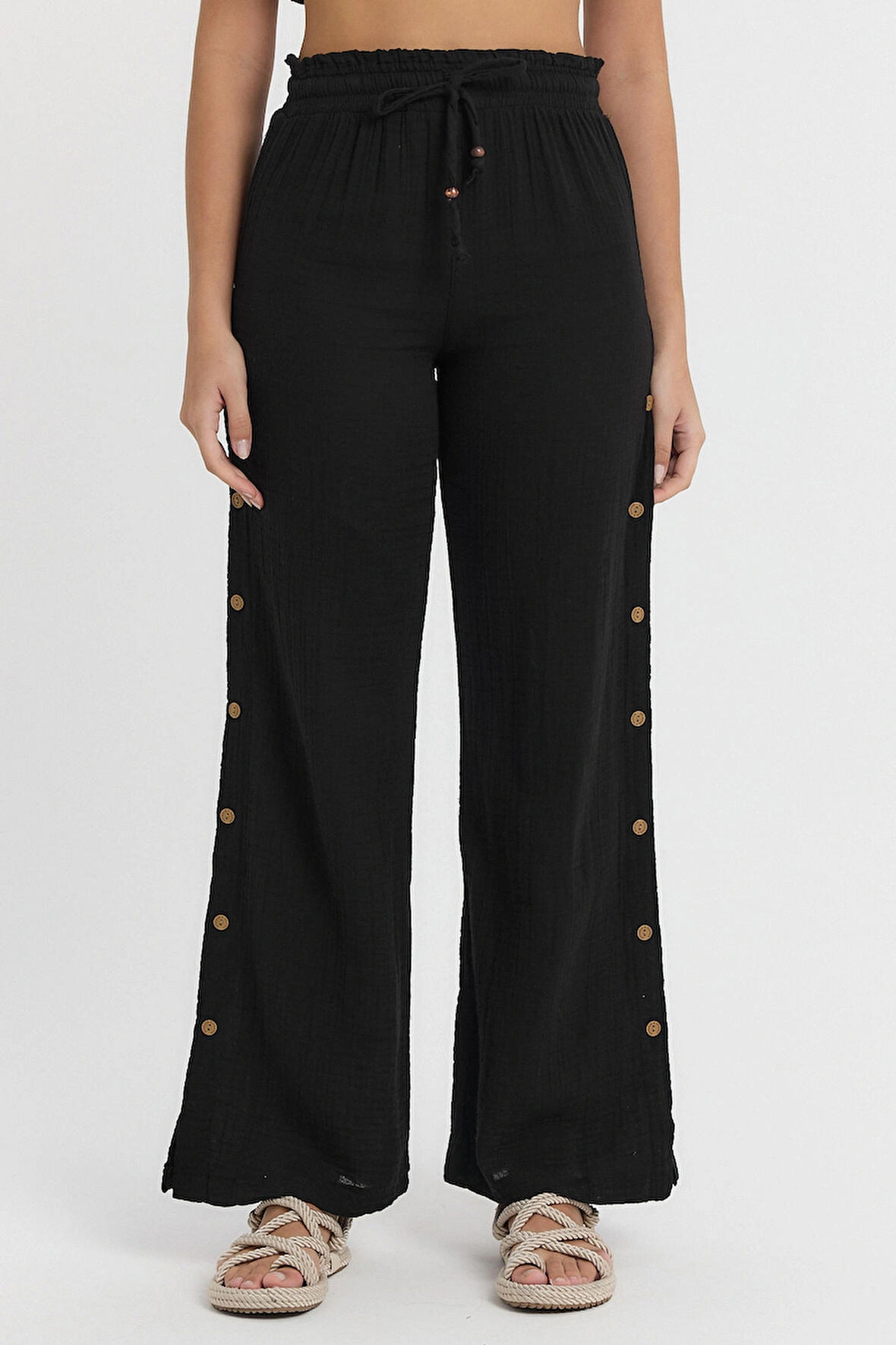 Müslin Düğmeli Pantalon - 2100