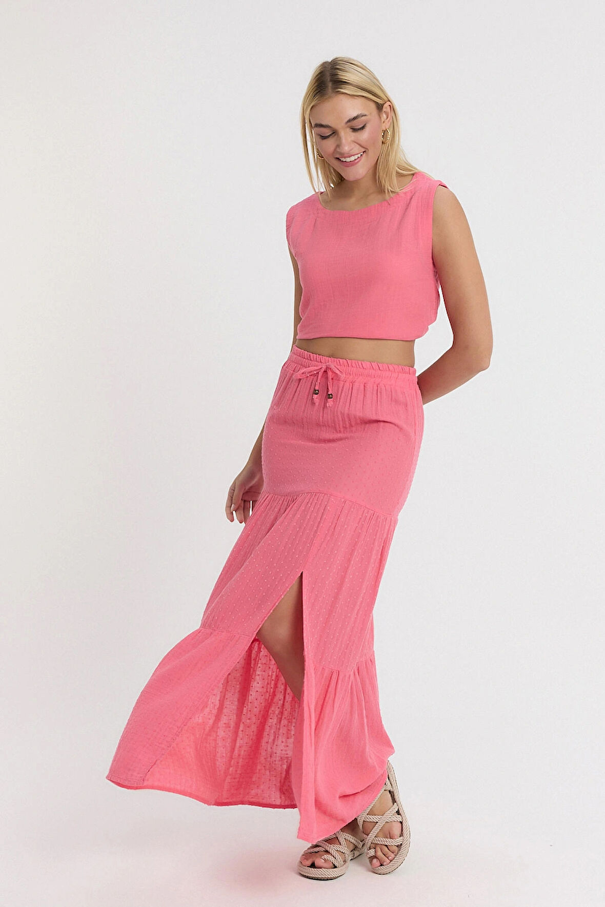 Müslin Yırtmaçlı Uzun Etek - 2120