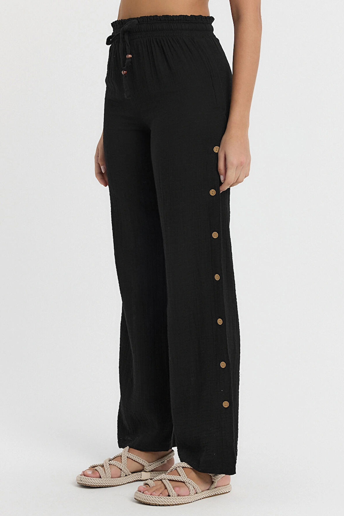 Müslin Düğmeli Pantalon - 2100