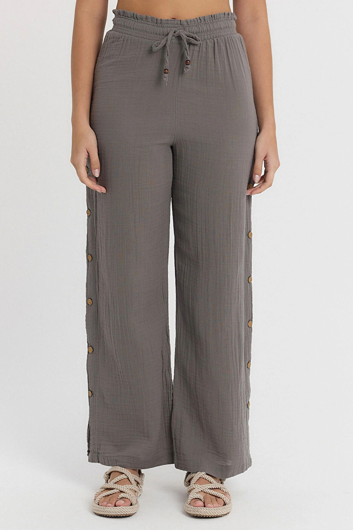 Müslin Düğmeli Pantalon - 2100