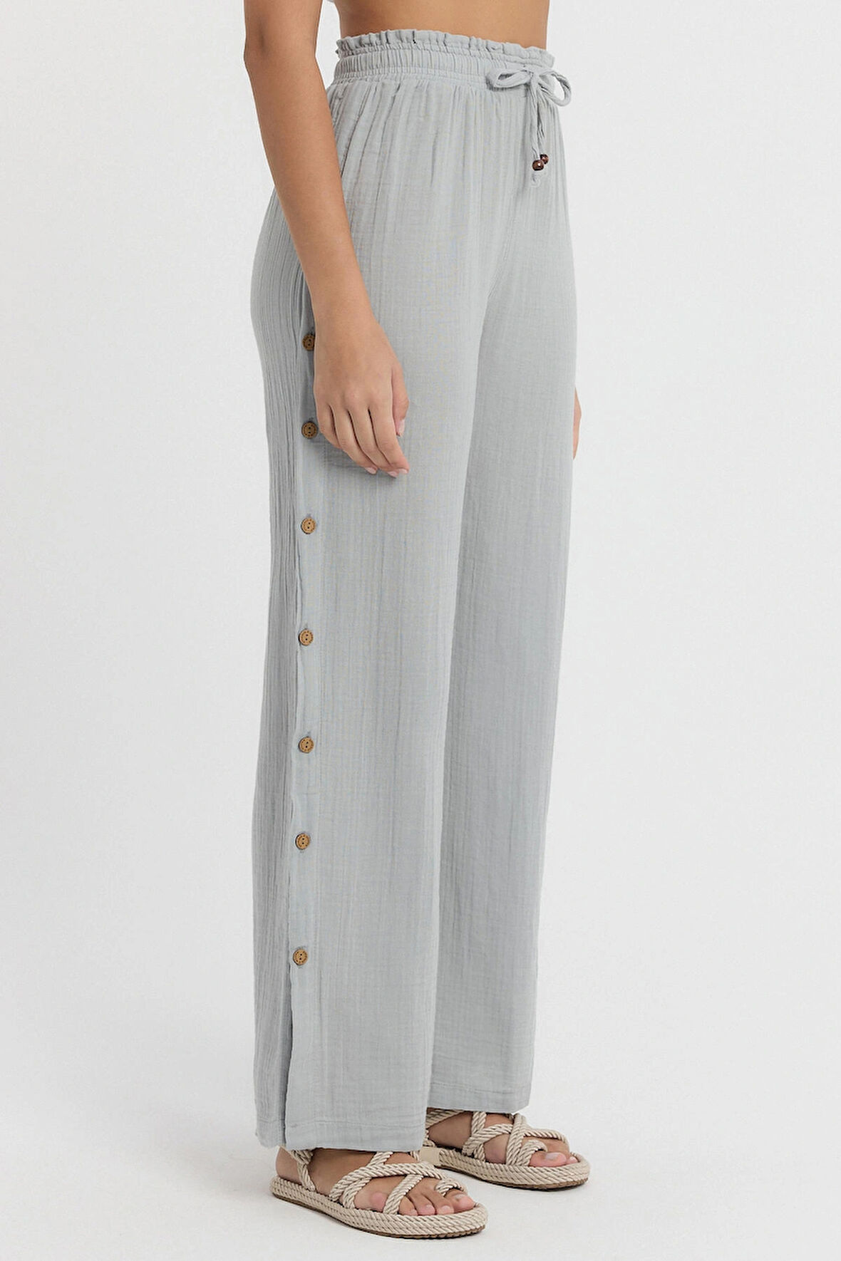 Müslin Düğmeli Pantalon - 2100