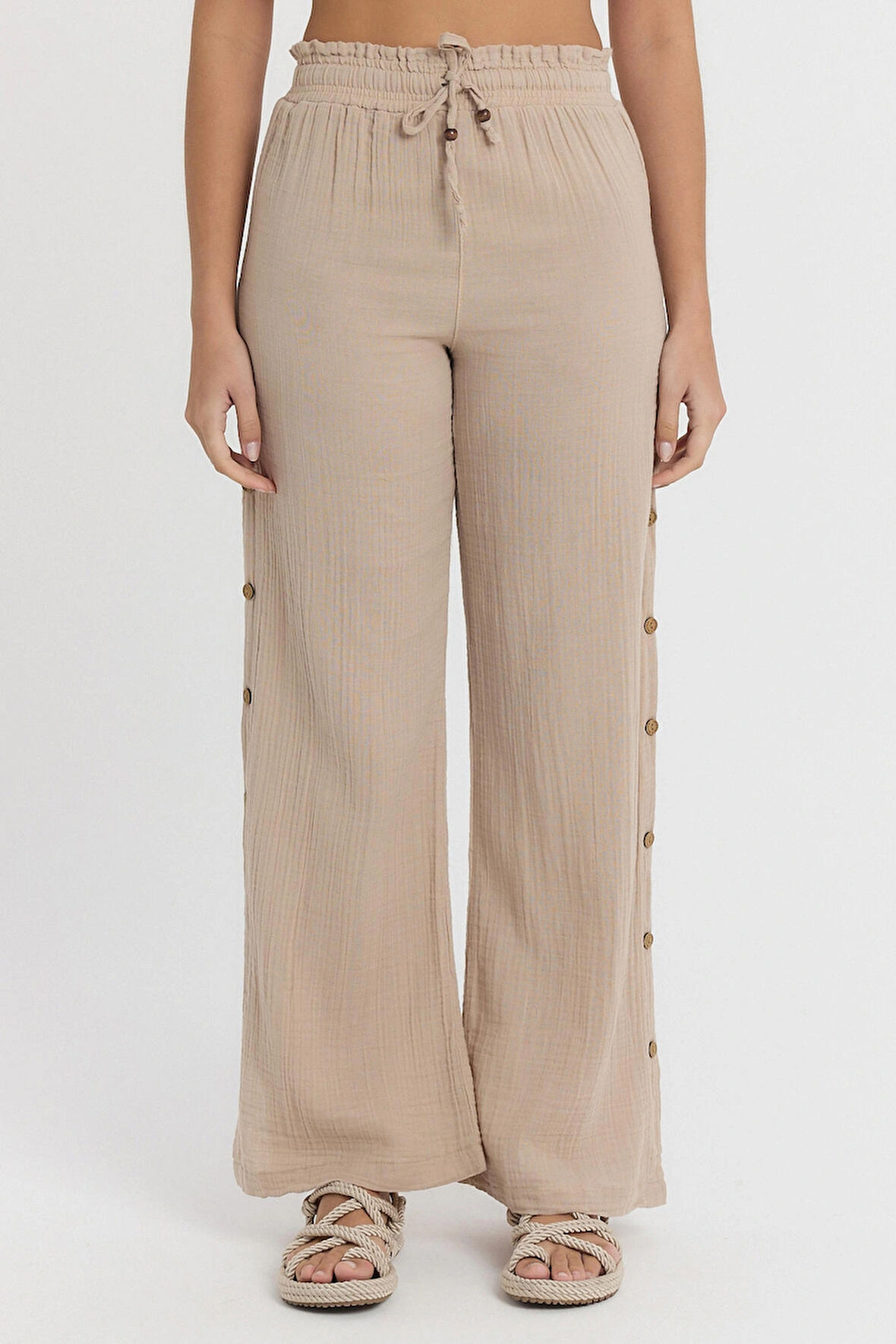 Müslin Düğmeli Pantalon - 2100