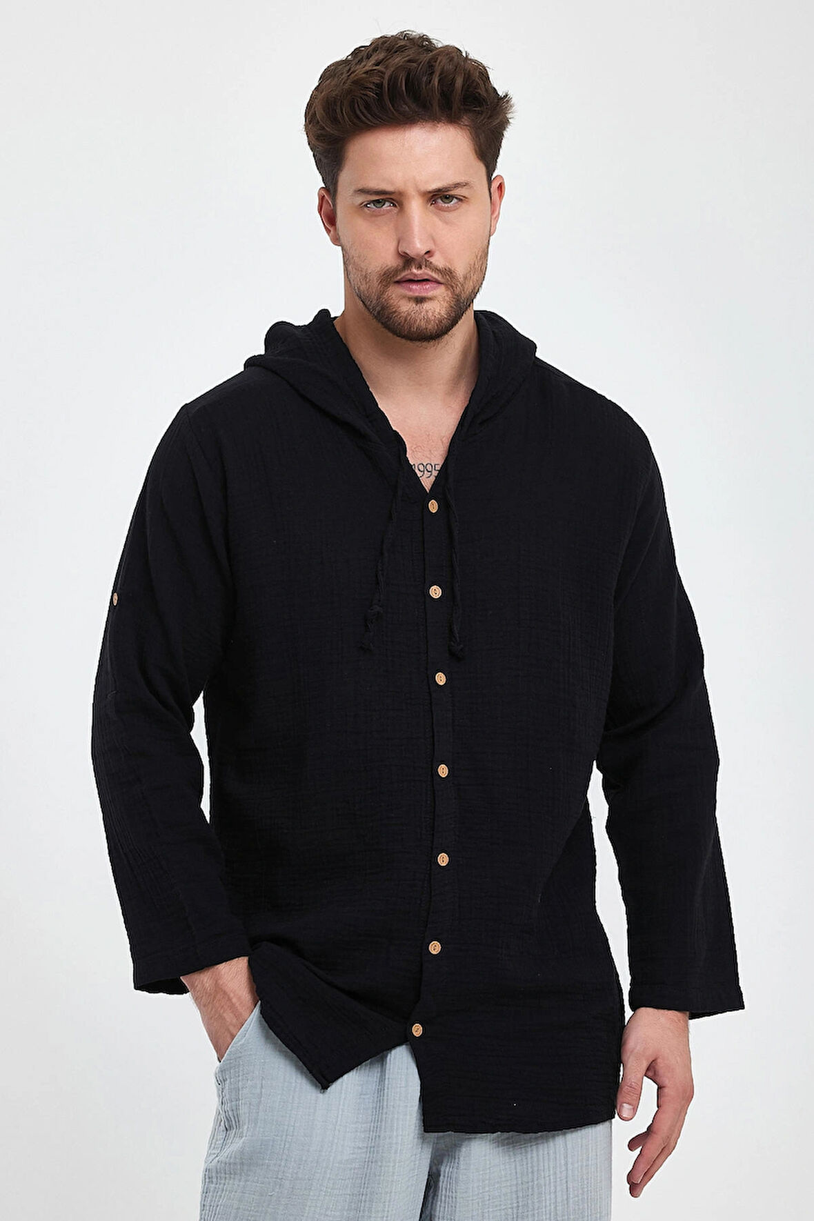 Müslin Kapüşonlu Gömlek - 4010 