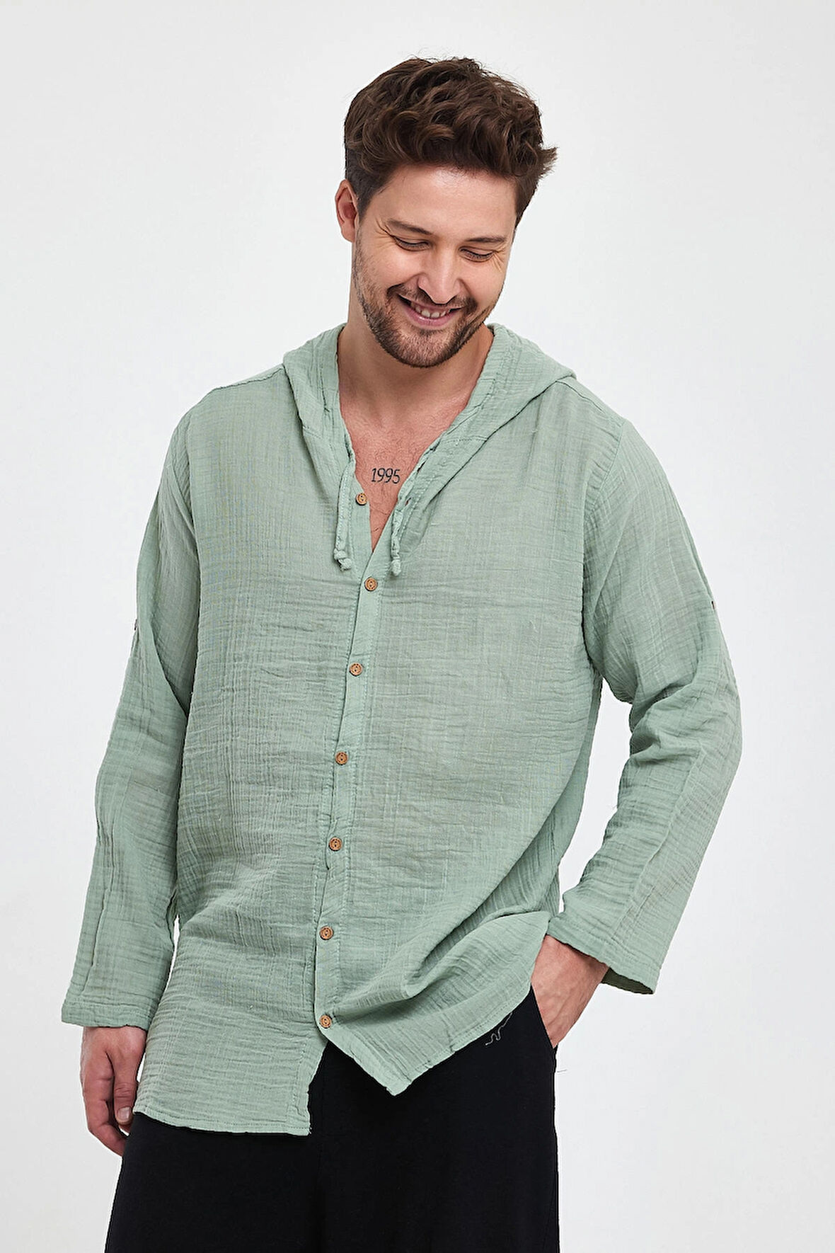 Müslin Kapüşonlu Gömlek - 4010 