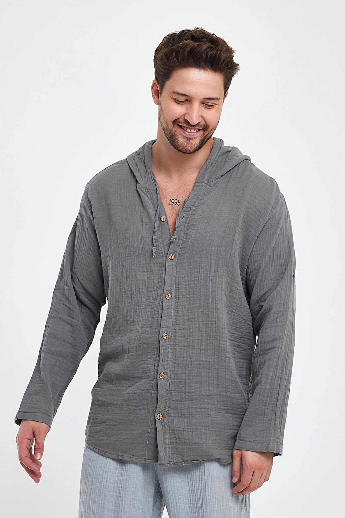 Müslin Kapüşonlu Gömlek - 4010 