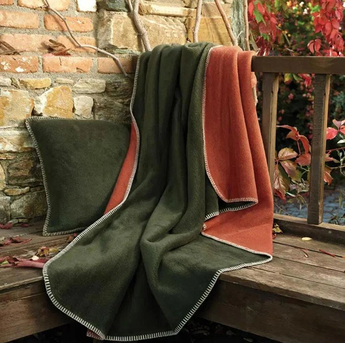 Çift Kişilik Düz Pamuklu Battaniye çift taraflı  200 x 220