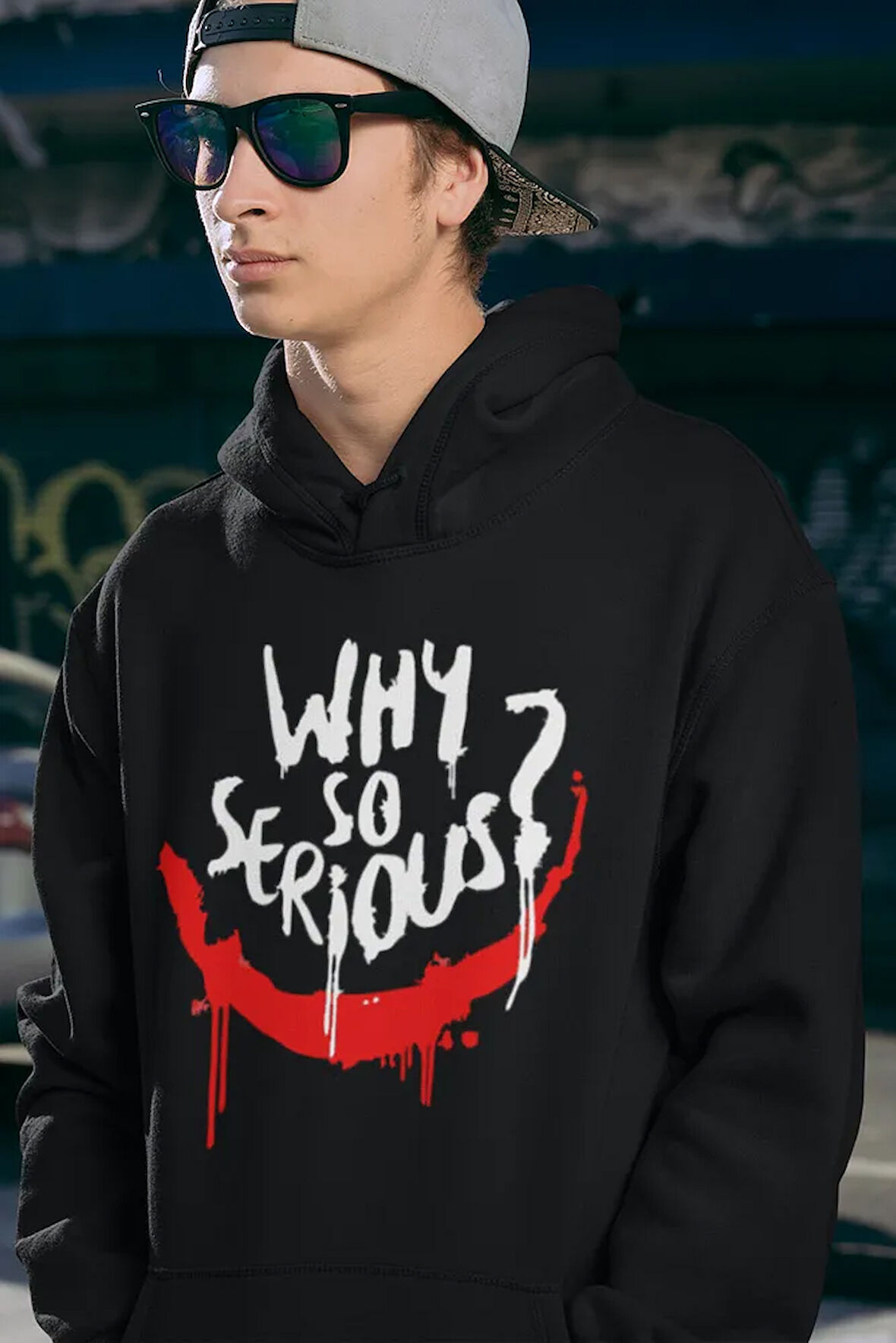 Why So Serious ? Joker Gülen Surat Baskılı Unisex Oversize Hoodie